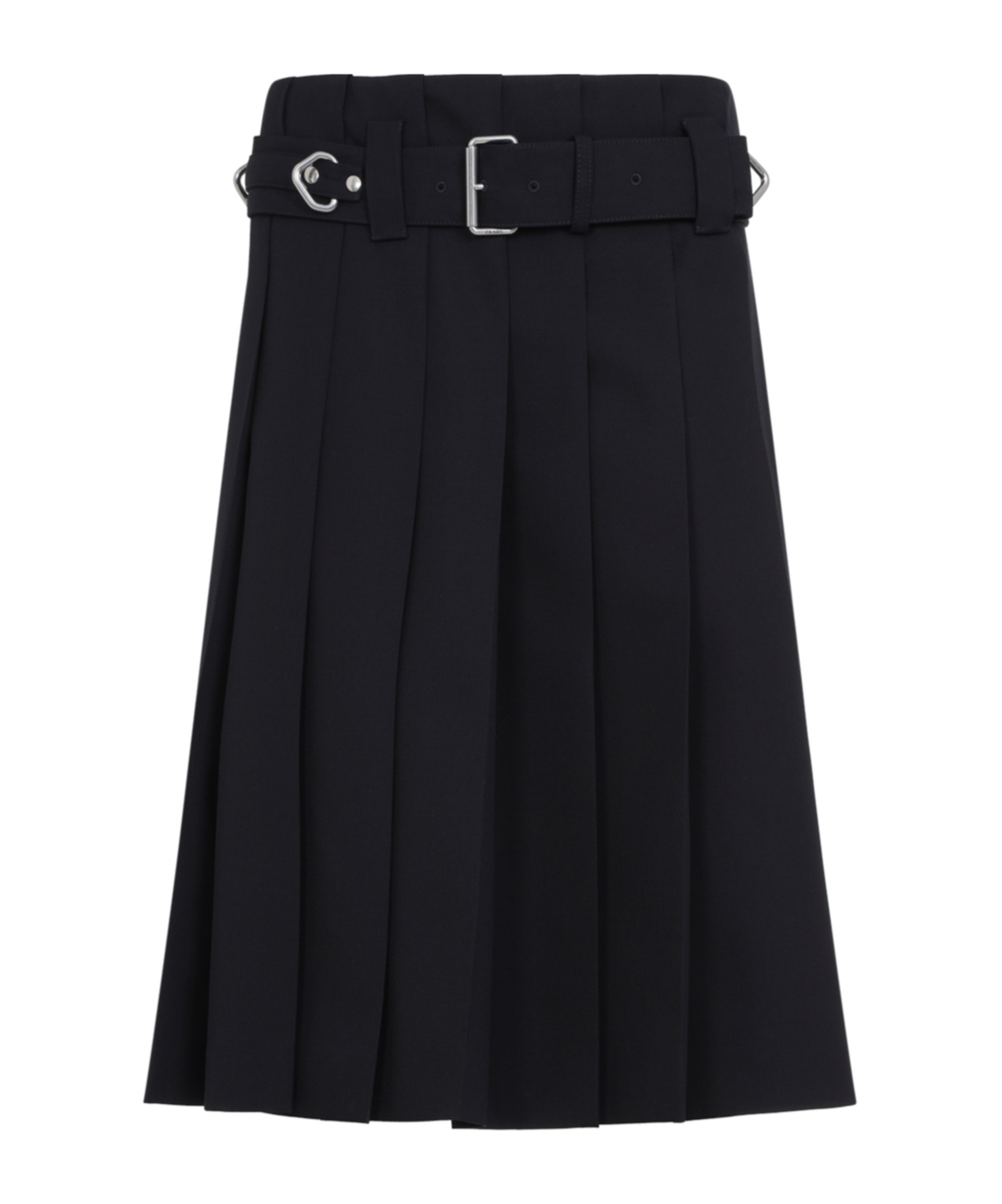 Prada Gabardine Pleated Midi Skirt In Blue