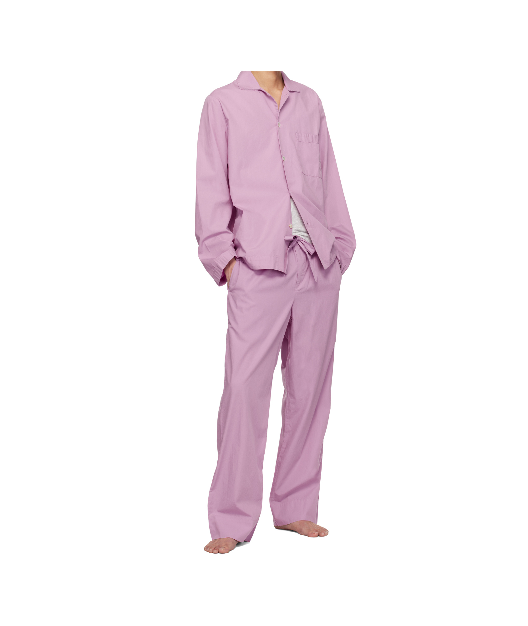 Tekla Drawstring-waist Pajama Bottoms In Purple