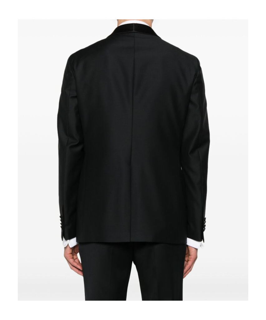 Tagliatore Lapel Long-sleeved Suit Jacket In Black