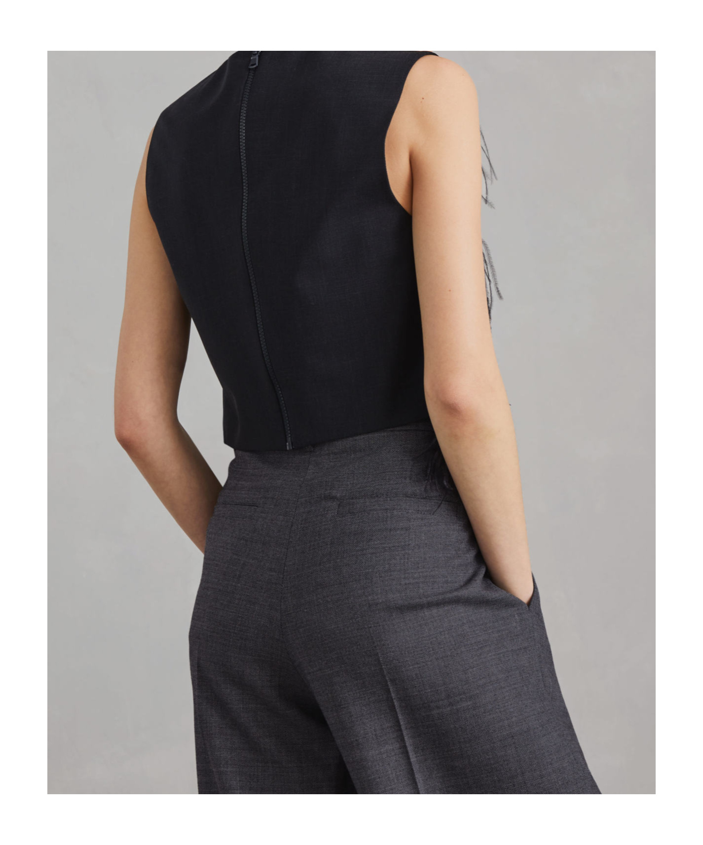 Brunello Cucinelli Feather-detailing Sleeveless Top In Black