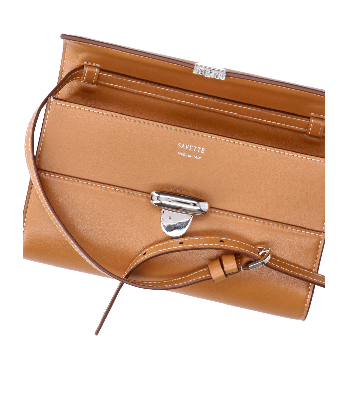 Savette Mini Rectangular Shoulder Bag In Smooth Calf Leather In Brown