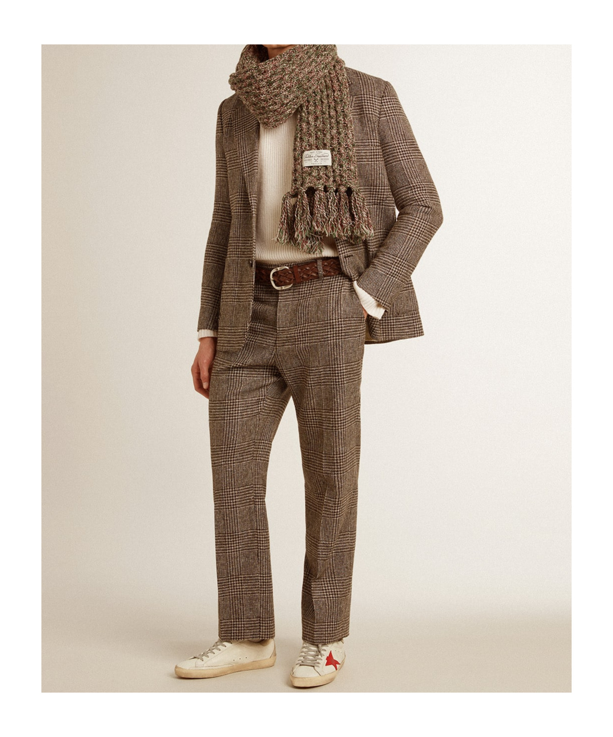 Golden Goose Houndstooth Check Blazer Jacket In Brown