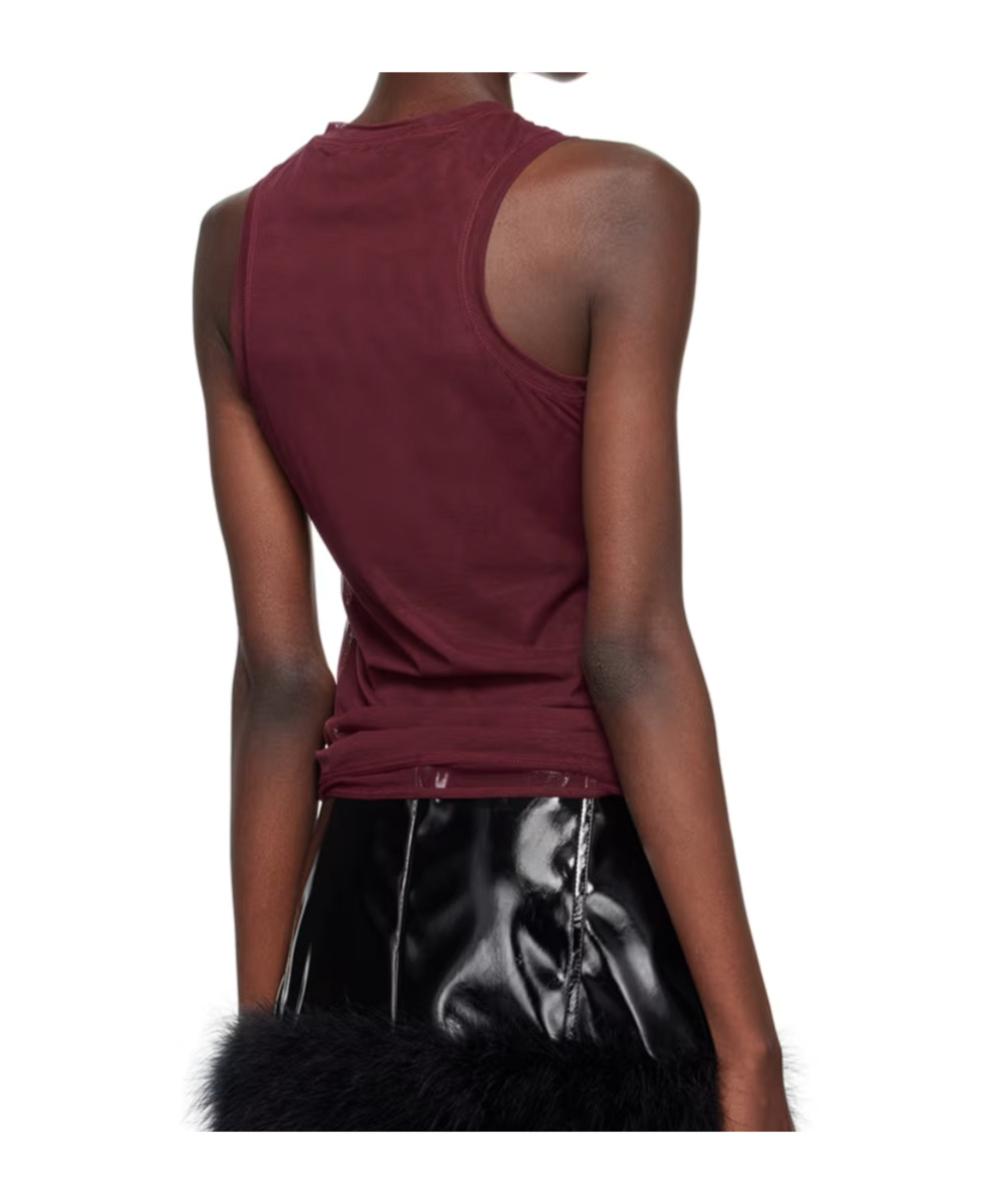 Blumarine Elastic Mesh Vest In Red