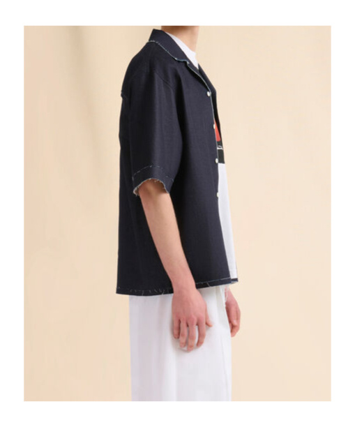 Marni Short-sleeved Denim Shirt In Deep Blue
