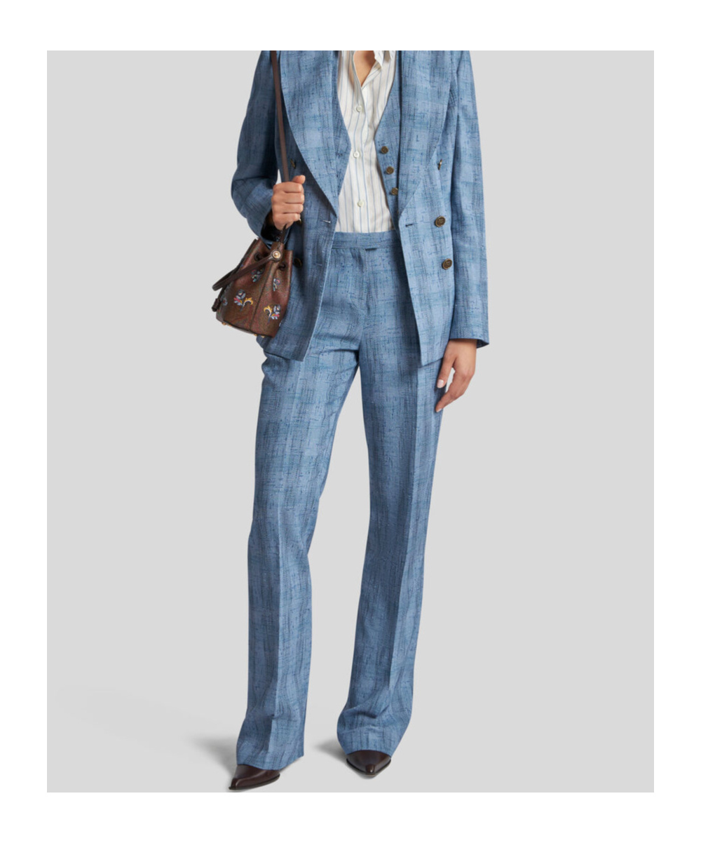 Etro Straight Casual Pants In Blue