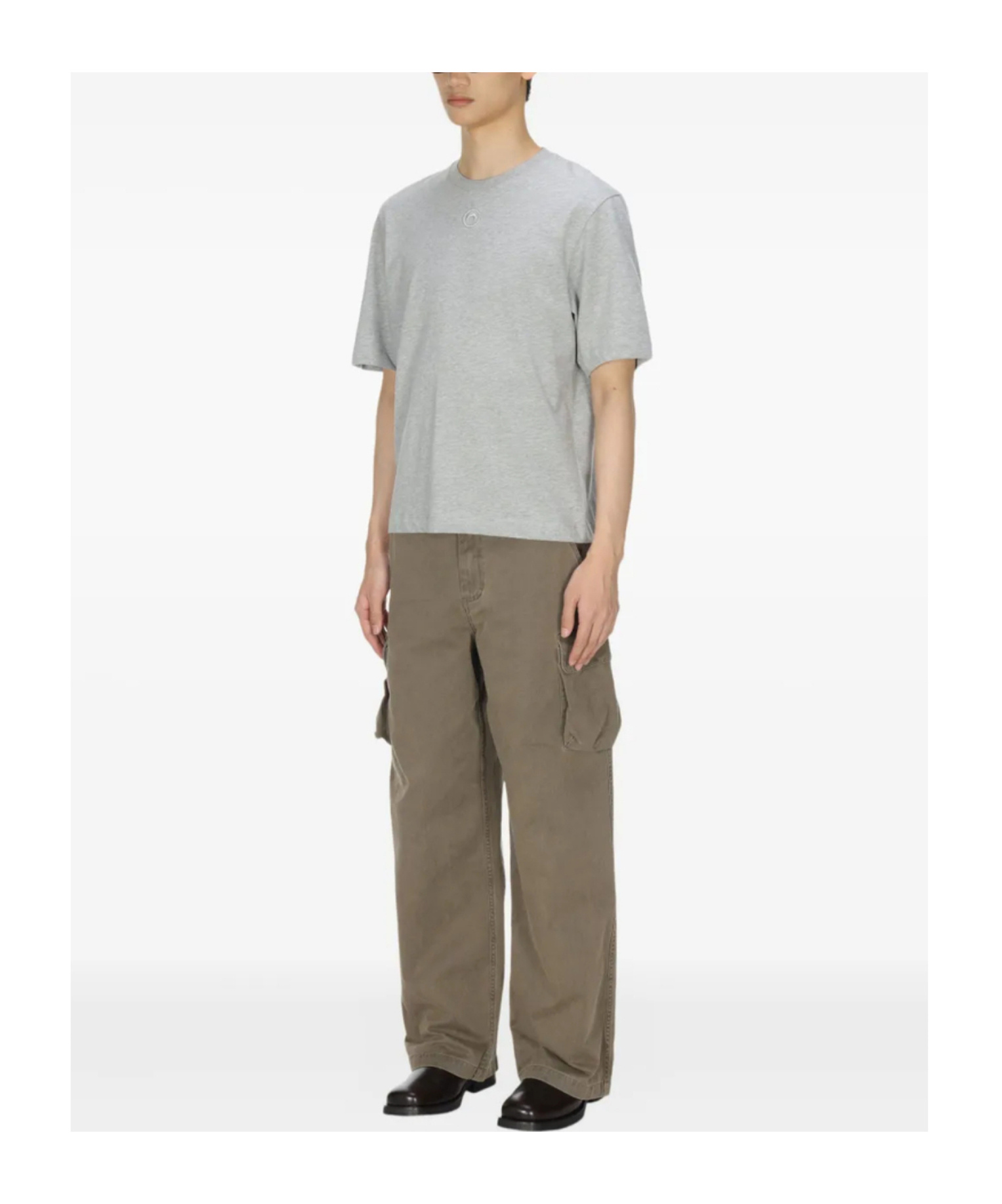 Marine Serre Moon-logo Cotton T-shirt In Gray