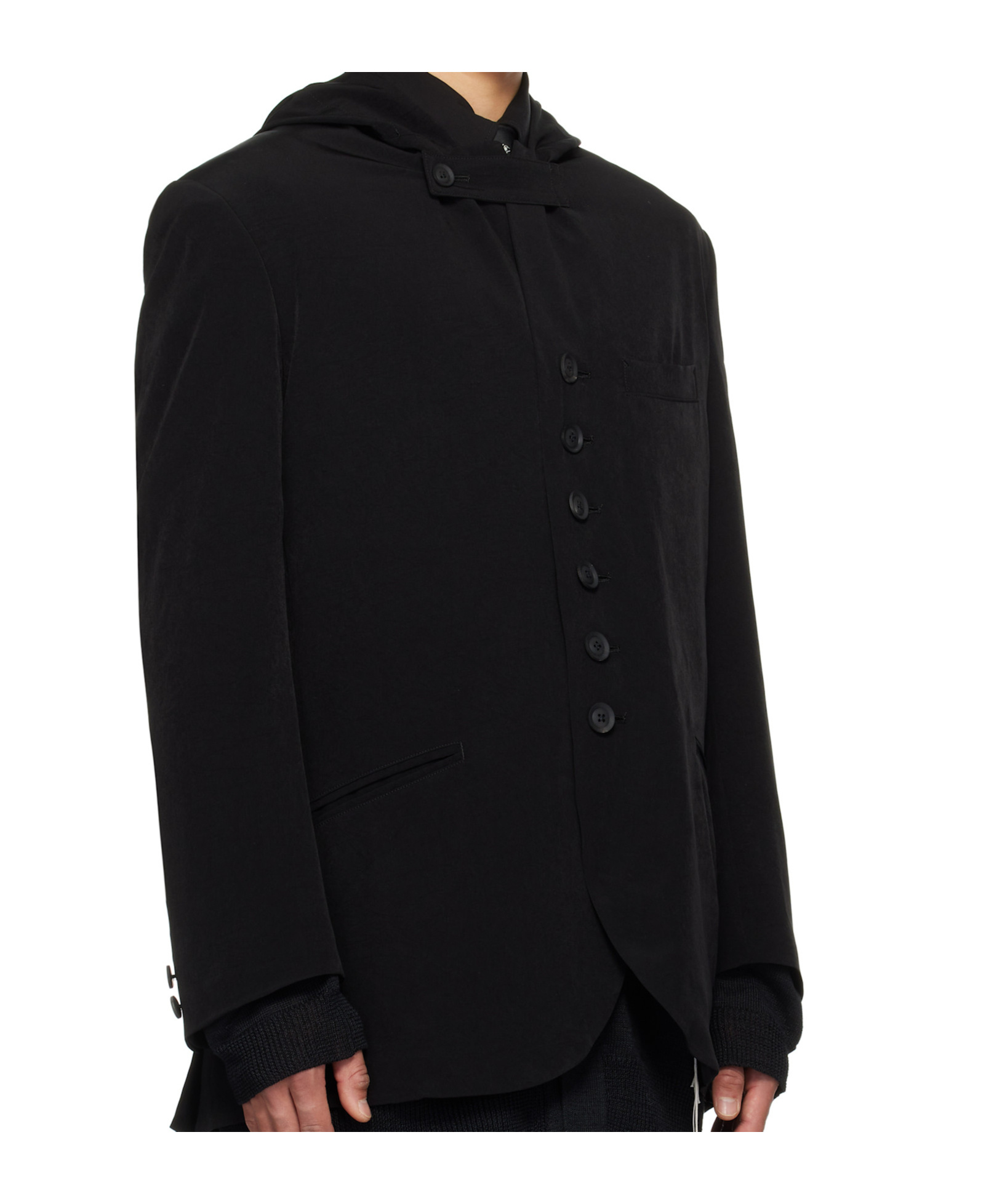 Yohji Yamamoto Black Hooded Blazer In Black