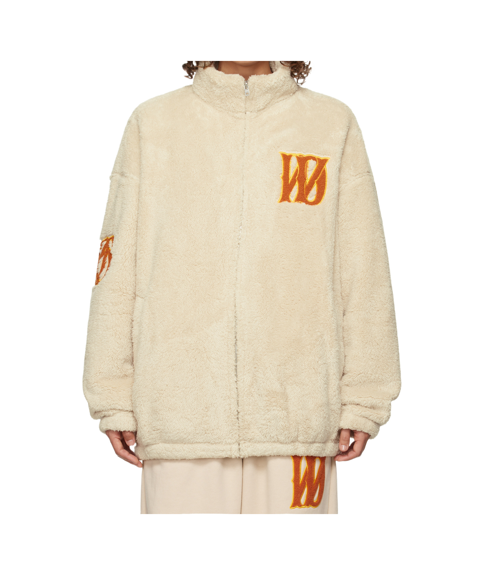 We11 Done Boucle Logo Fleece Jacket In Nude