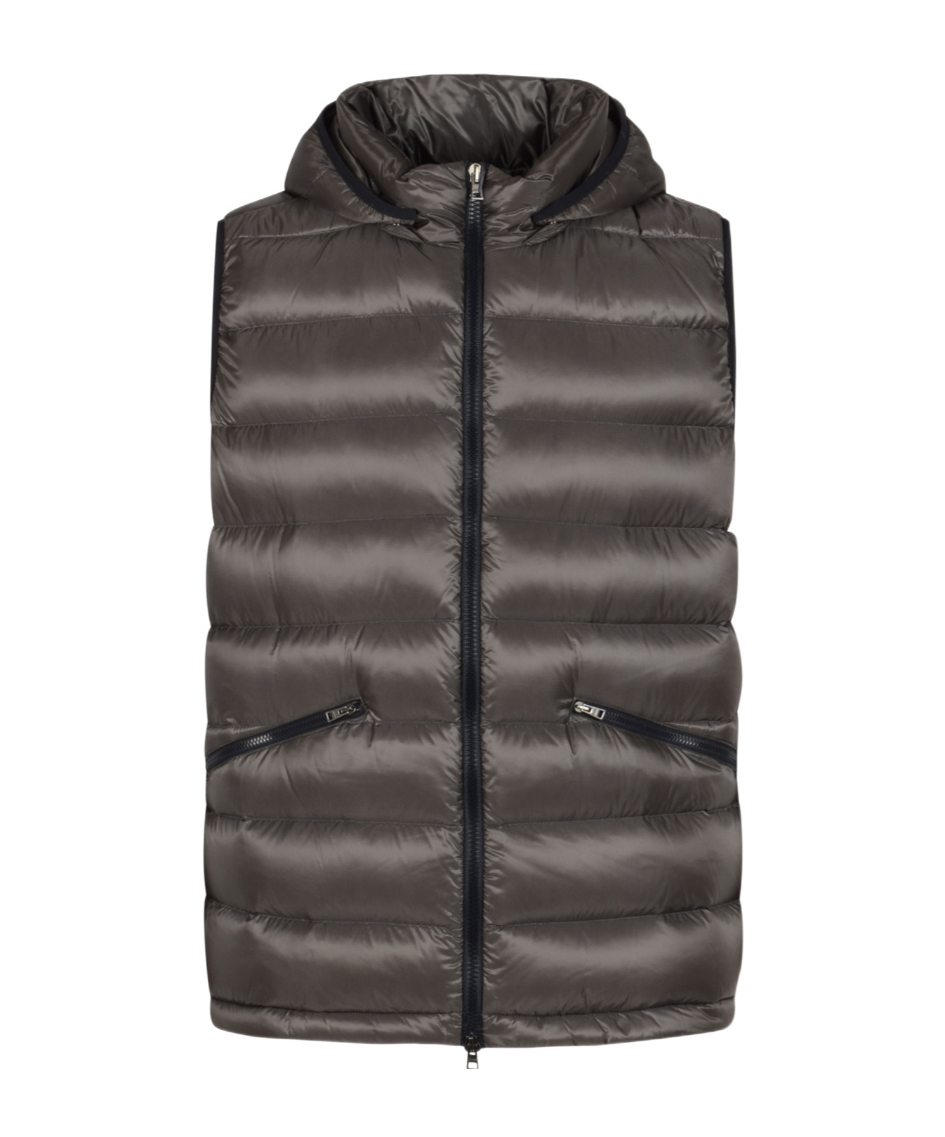 Herno Hooded Zip-up Down Vest In Black