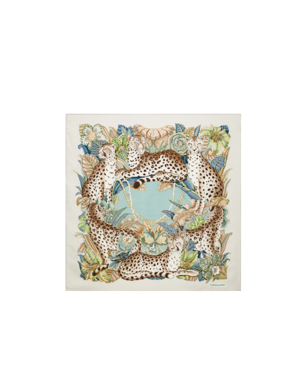 Ferragamo Silk Foulard Square Animal Print Scarf In Multi