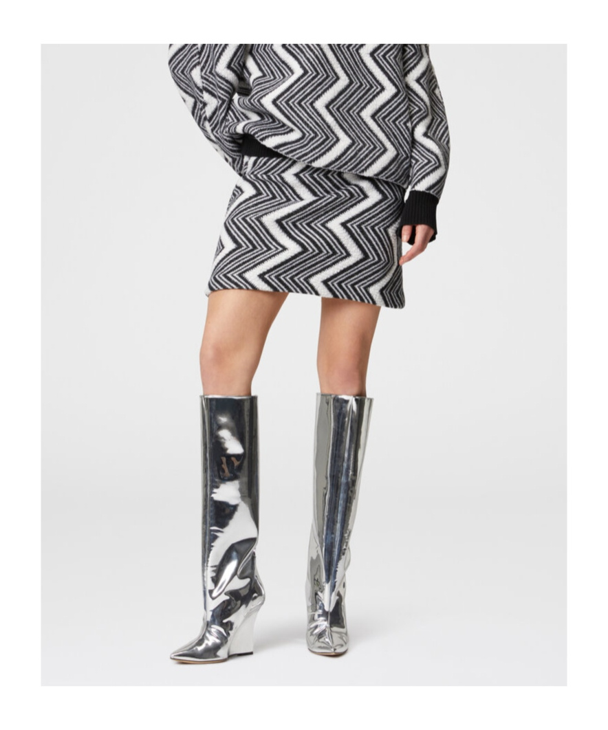 Missoni Zigzag Wool Mini Skirt In Black