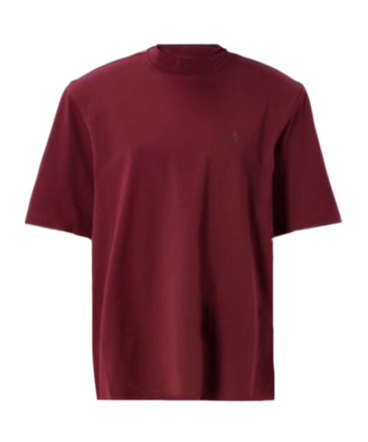 Attico Crewneck Mock Neck Logo Embroidered Top In Burgundy