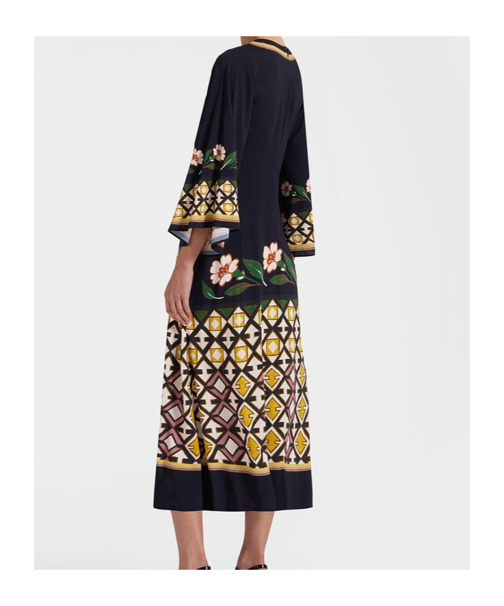 La Doublej Sorella Flare-sleeve Midi Dress In Black