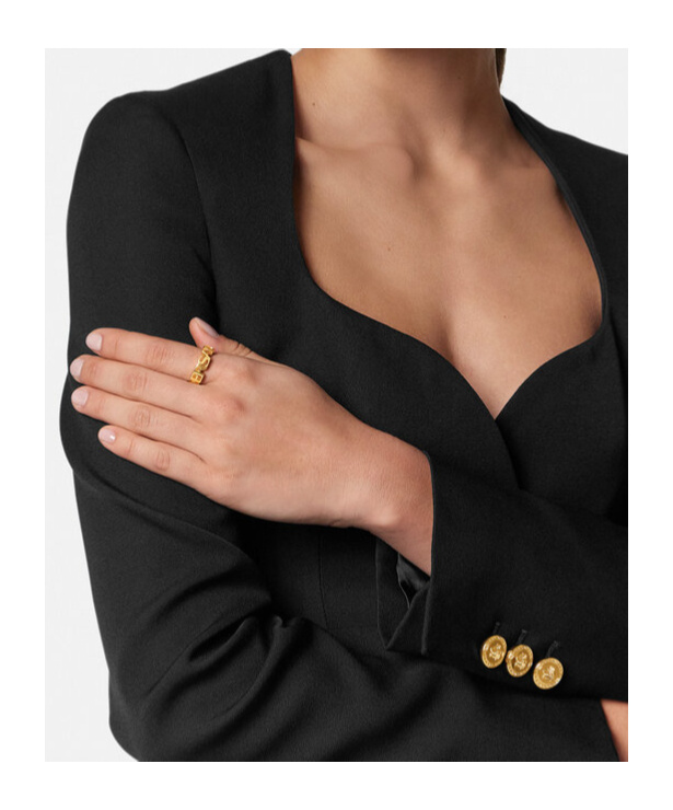 Versace Logo Letter Ring In Gold