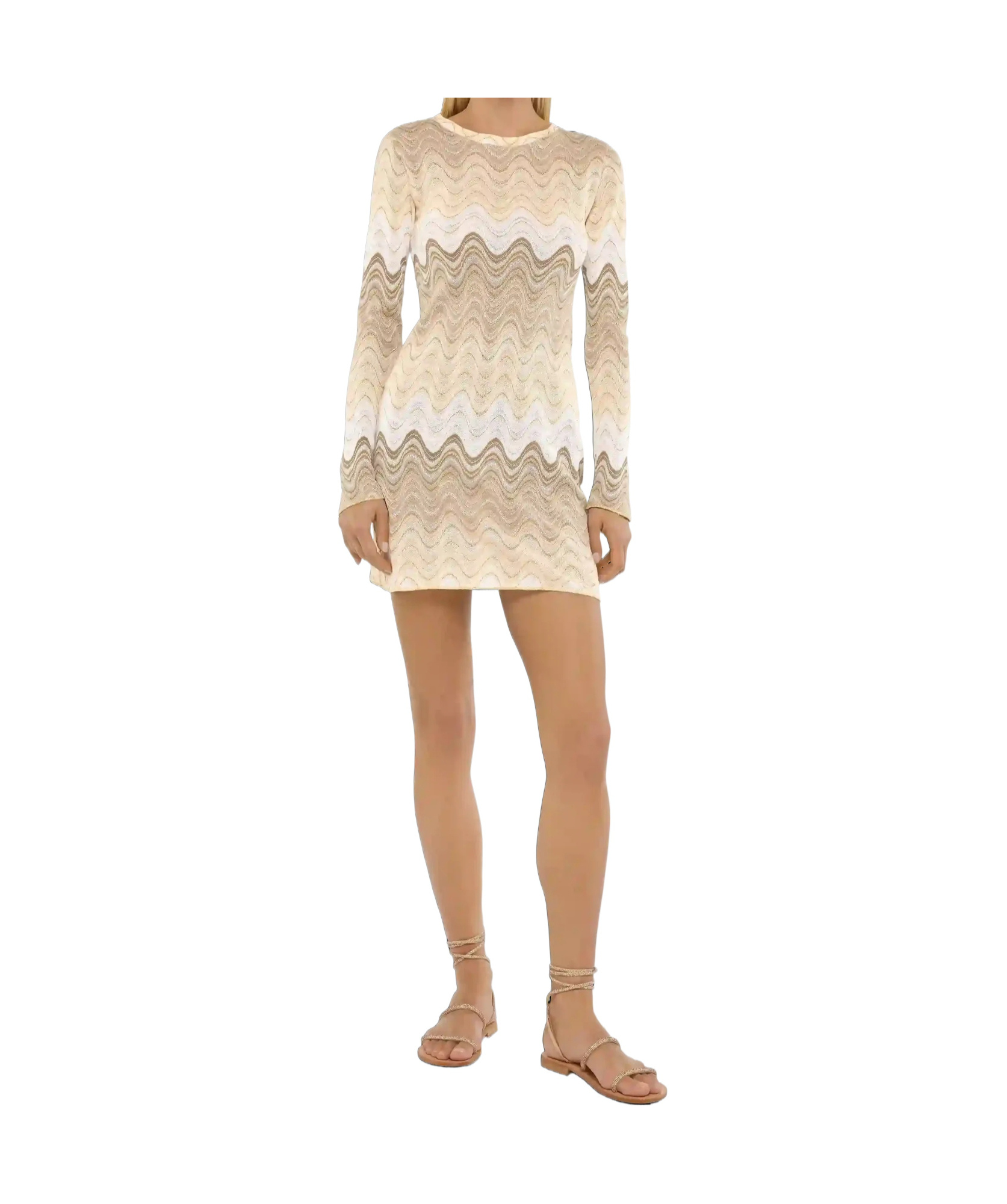 Mc2 Saint Barth Imany Raschel Mini Dress In Gold Hues