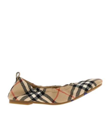 Burberry Plaid Ballet Flats In Brown