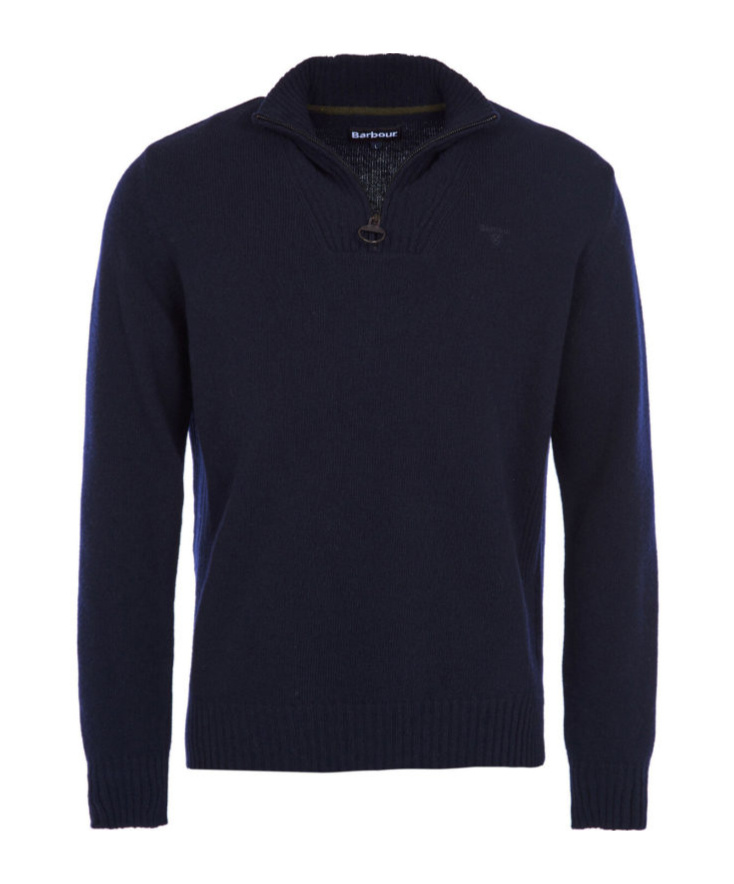 Barbour Nelson Essential Lambswool Half Zip Sweater In Blue