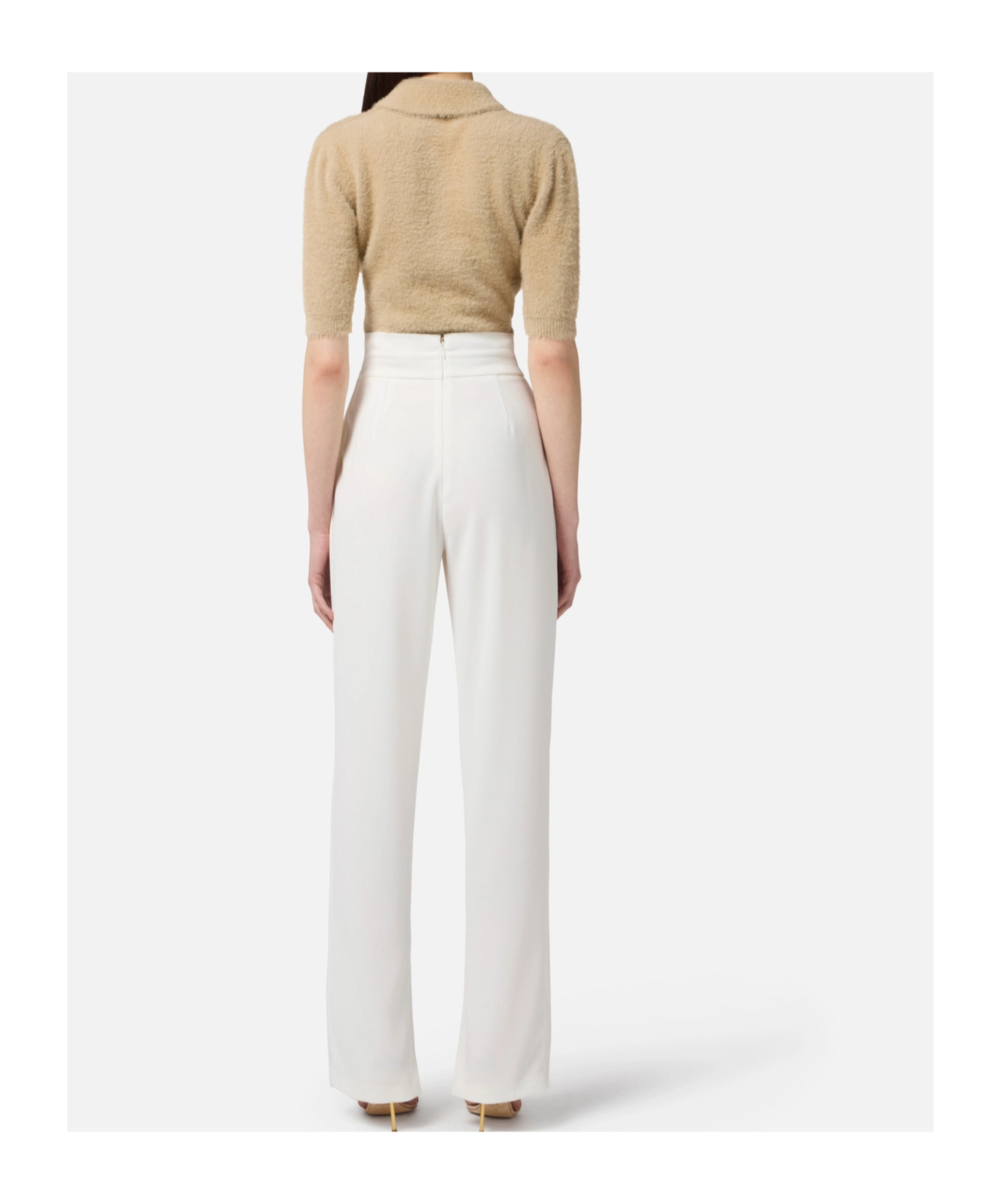 Elisabetta Franchi Cropped Cardigan In Neutral