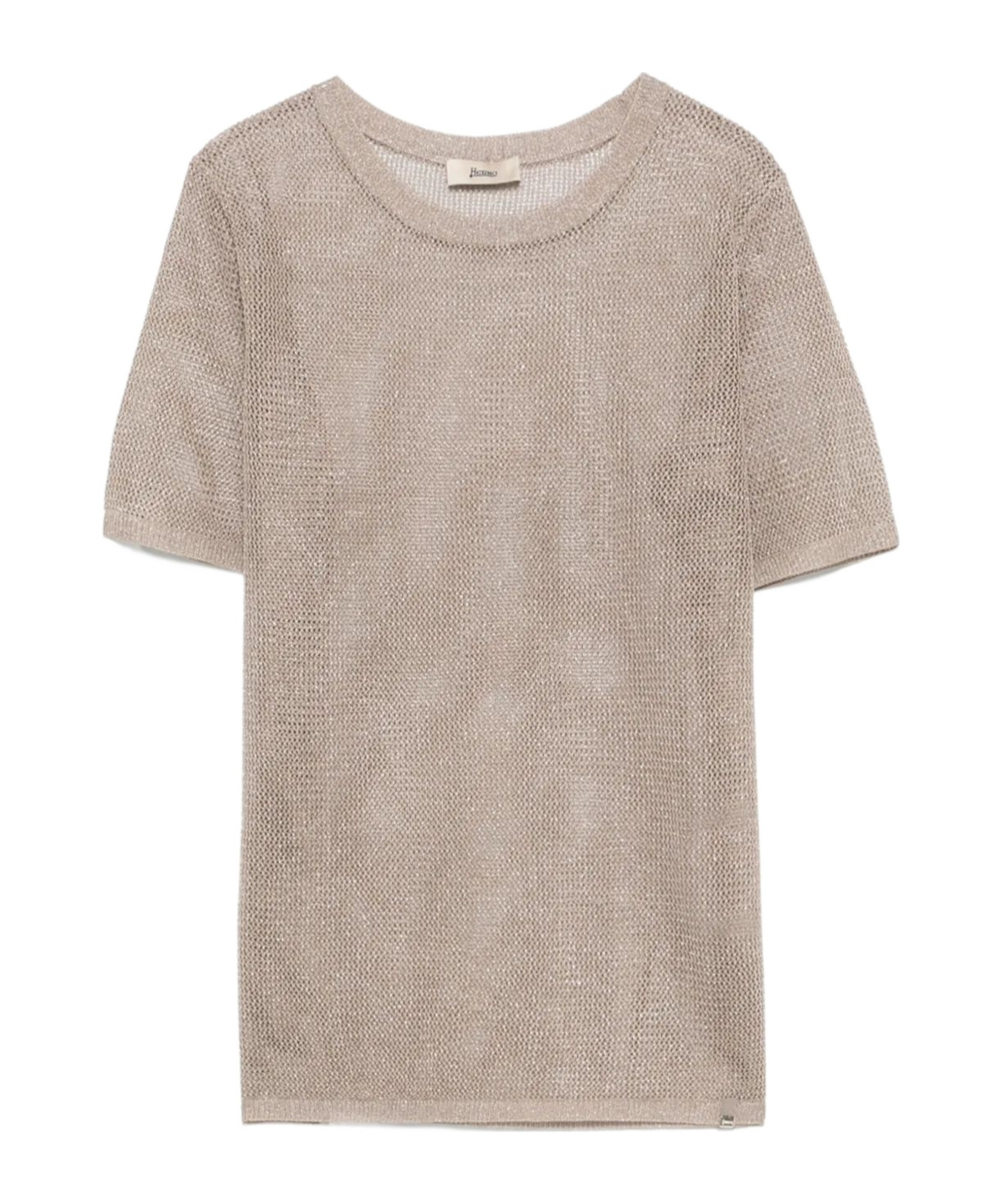Herno Open-knit Crewneck T-shirt In Gray