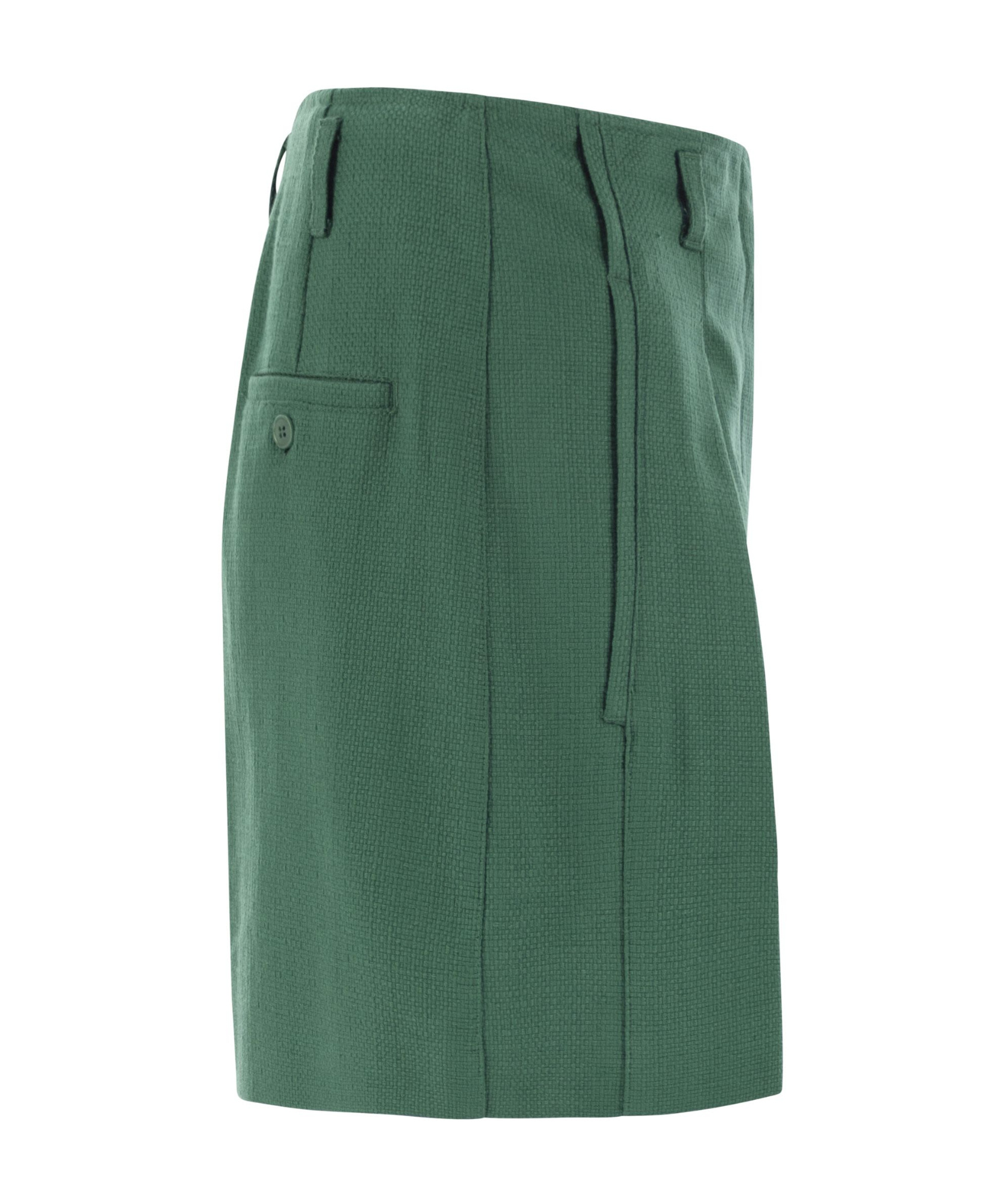 Weekend Max Mara Pandoro - Cotton Bermuda Shorts With Darts In Green