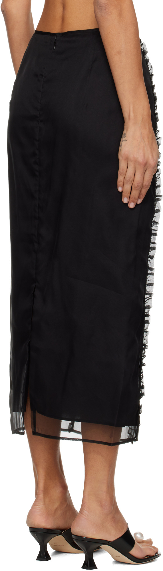 Cecilie Bahnsen Ruffled Midi Skirt In Black