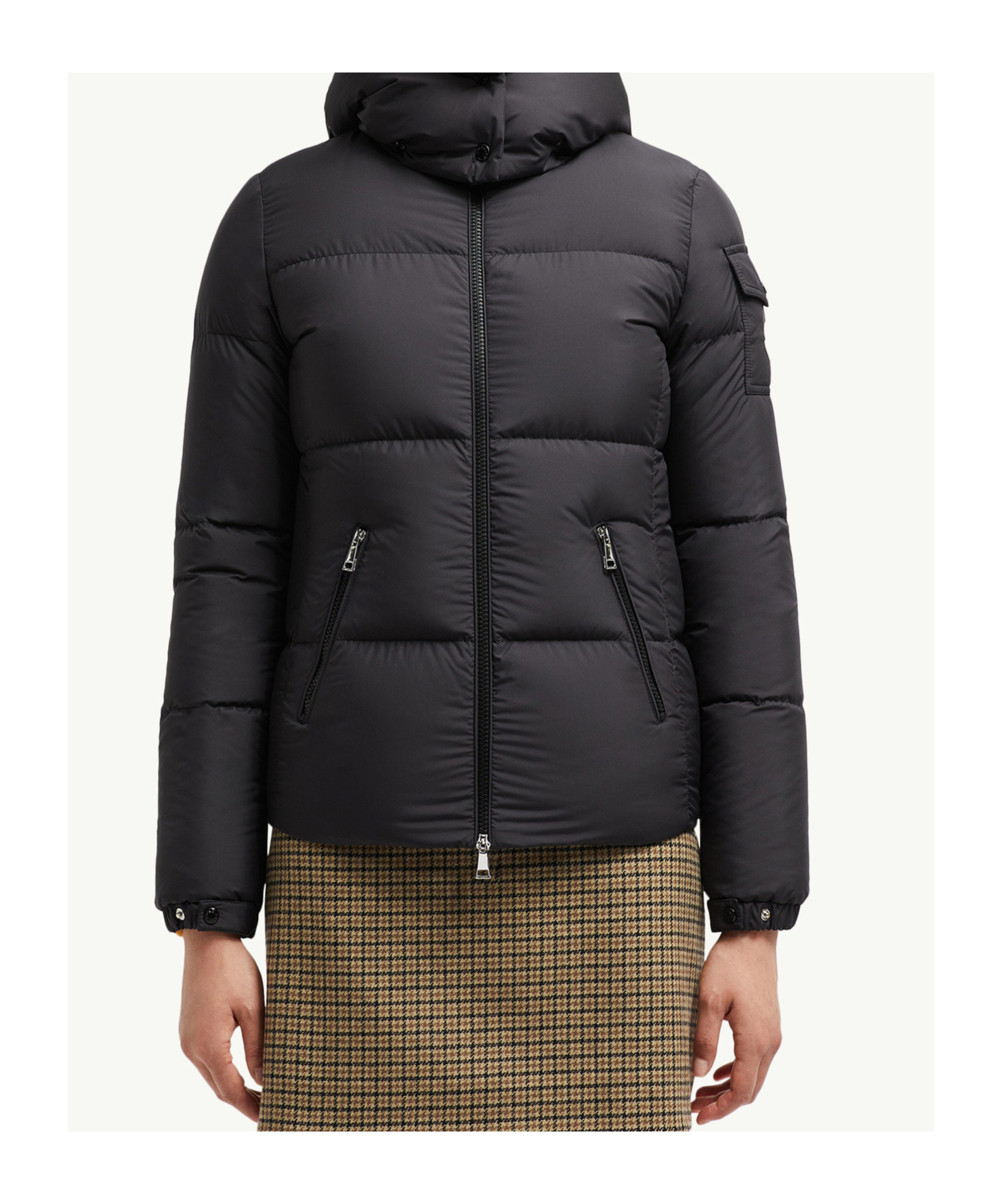 Moncler Fourmines Hooded Short Down Jacket In Black