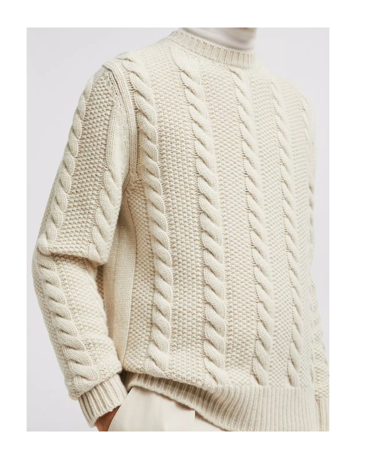 Moncler Wool Long-sleeved Sweater In White