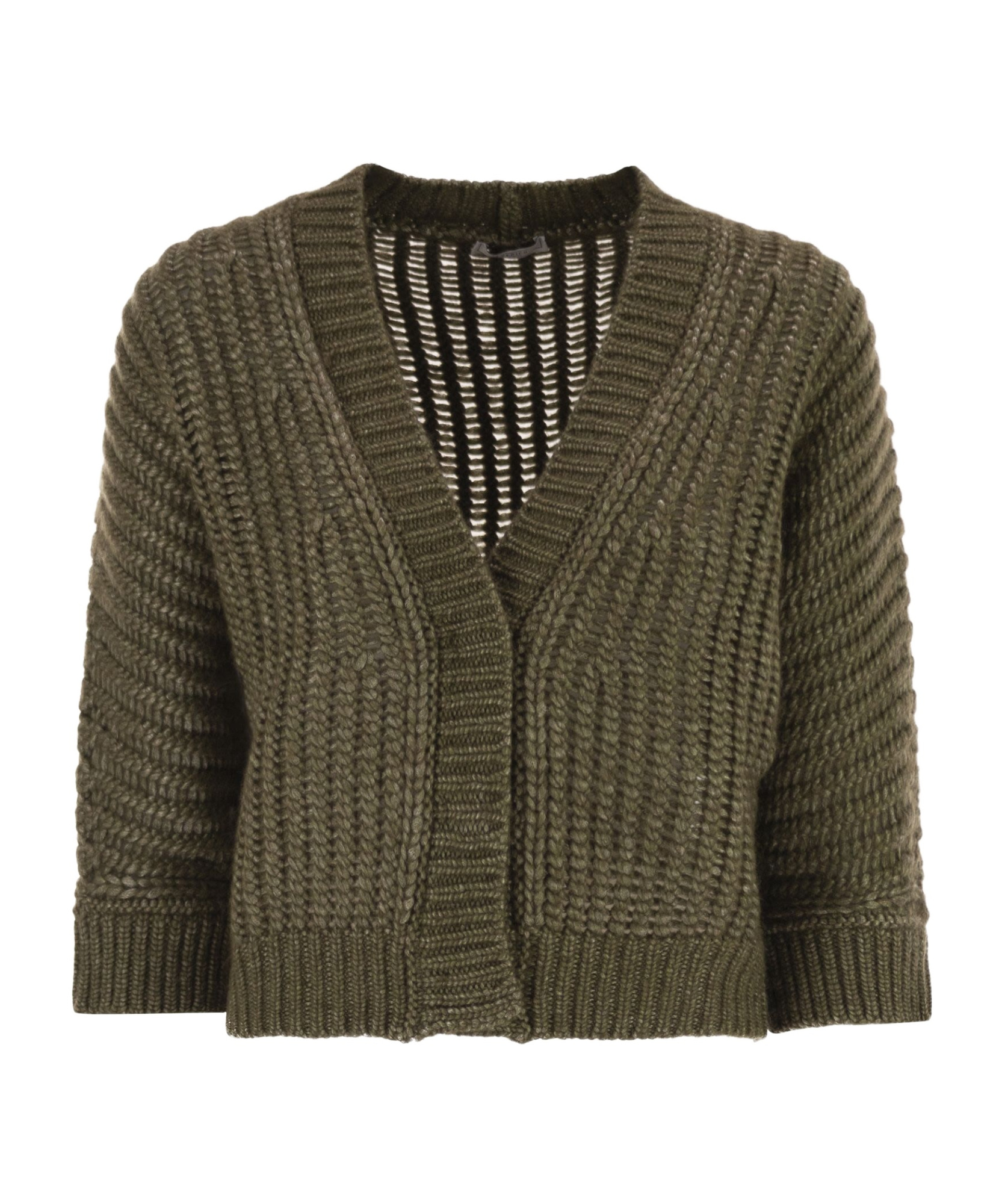 Peserico Wool And Alpaca Mesh Cardigan In Green