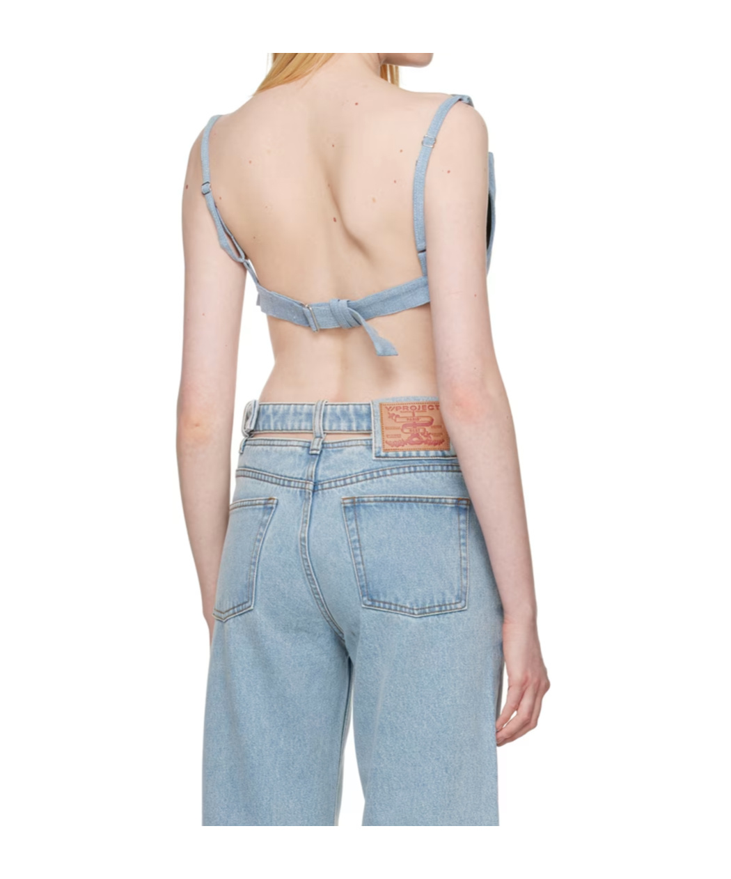 Y/project Blue Scrunched Denim Bralette In Blue