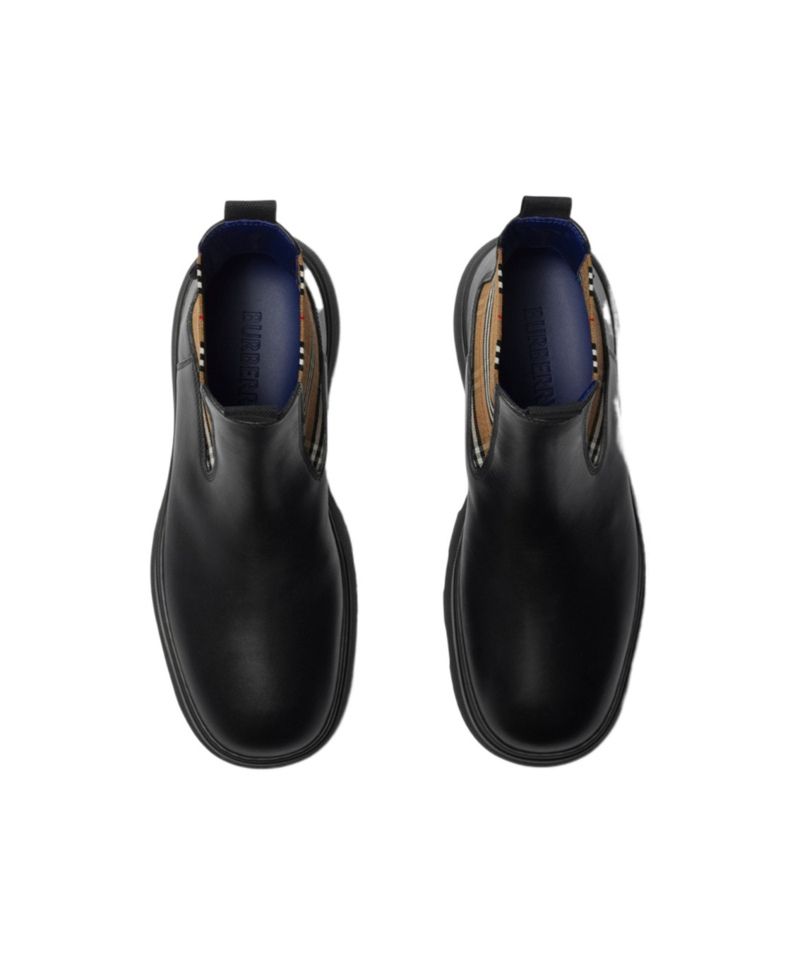 Burberry Chunky Sole Ankle Boots With Checkered Pattern In Black