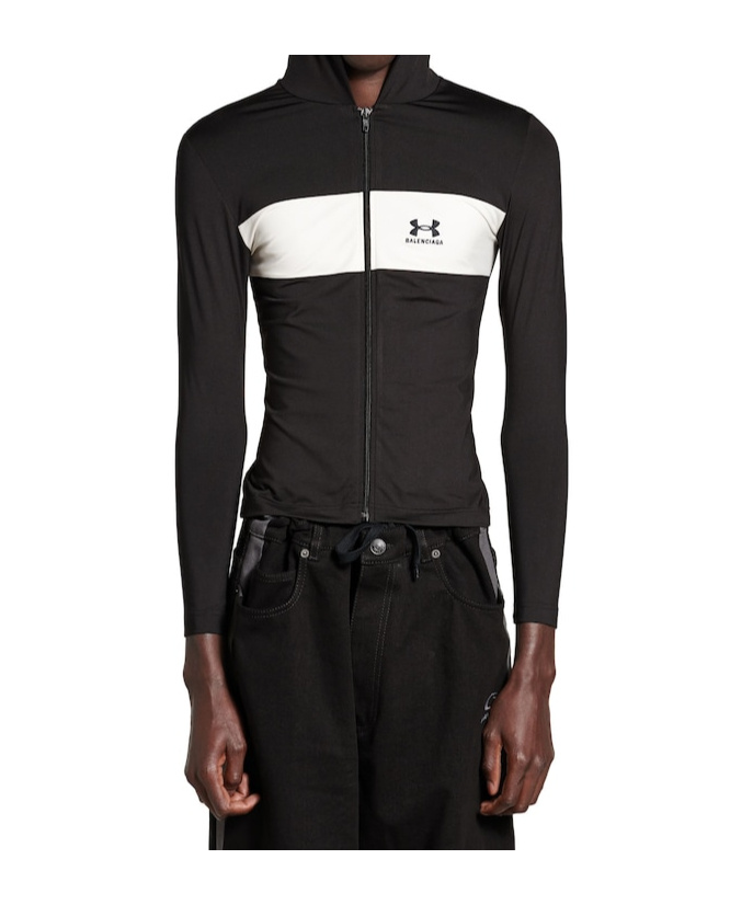 BALENCIAGA MEN'S UNDER ARMOUR SWEATSUIT HOODIE IN BLACK/WHITE