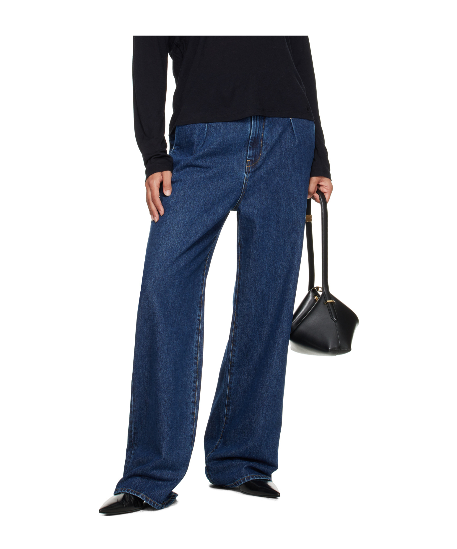 Loulou De Saison Pleated Straight Leg Jeans In Blue