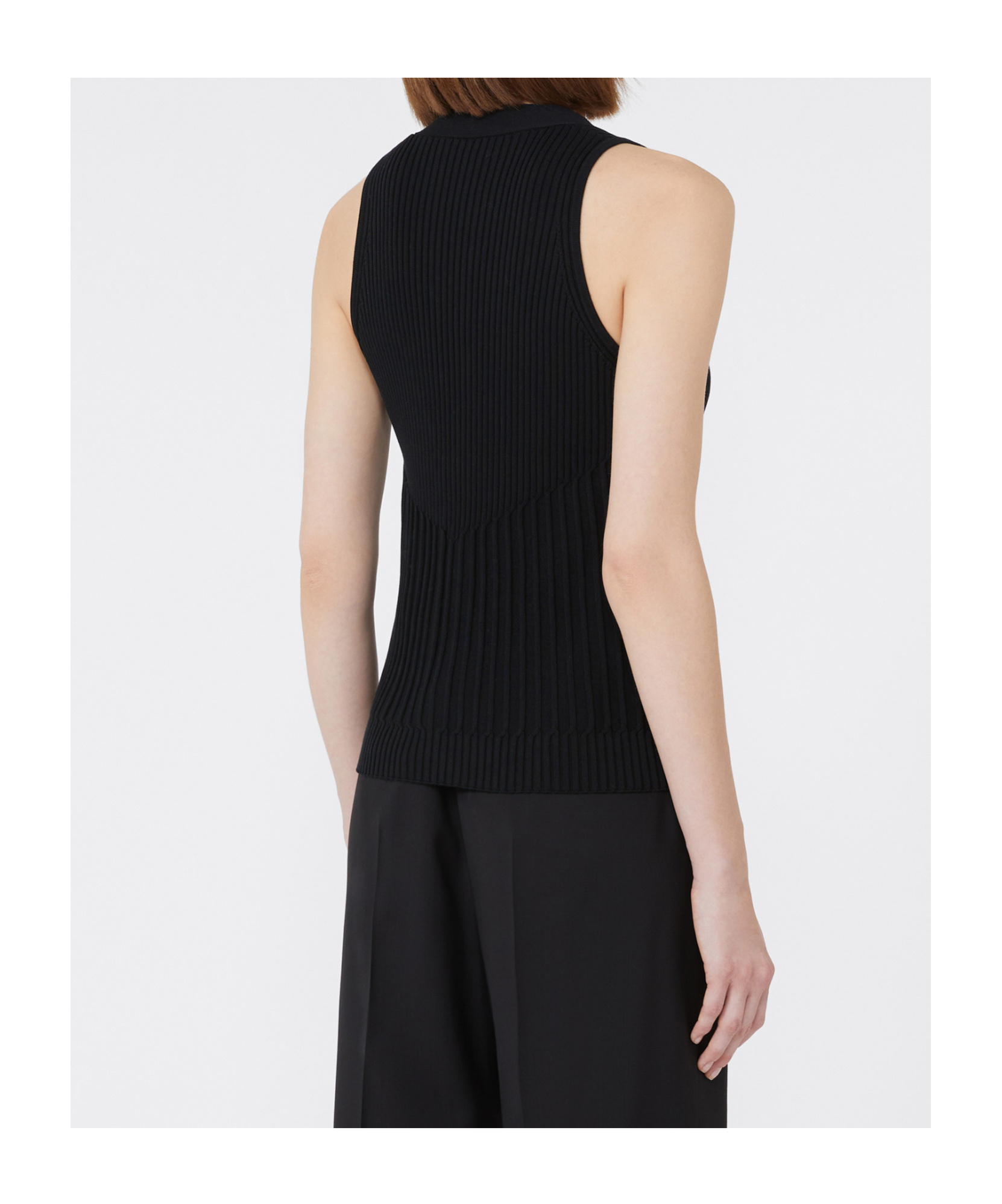 Max Mara Bimba V Neck Button Front Top In Black