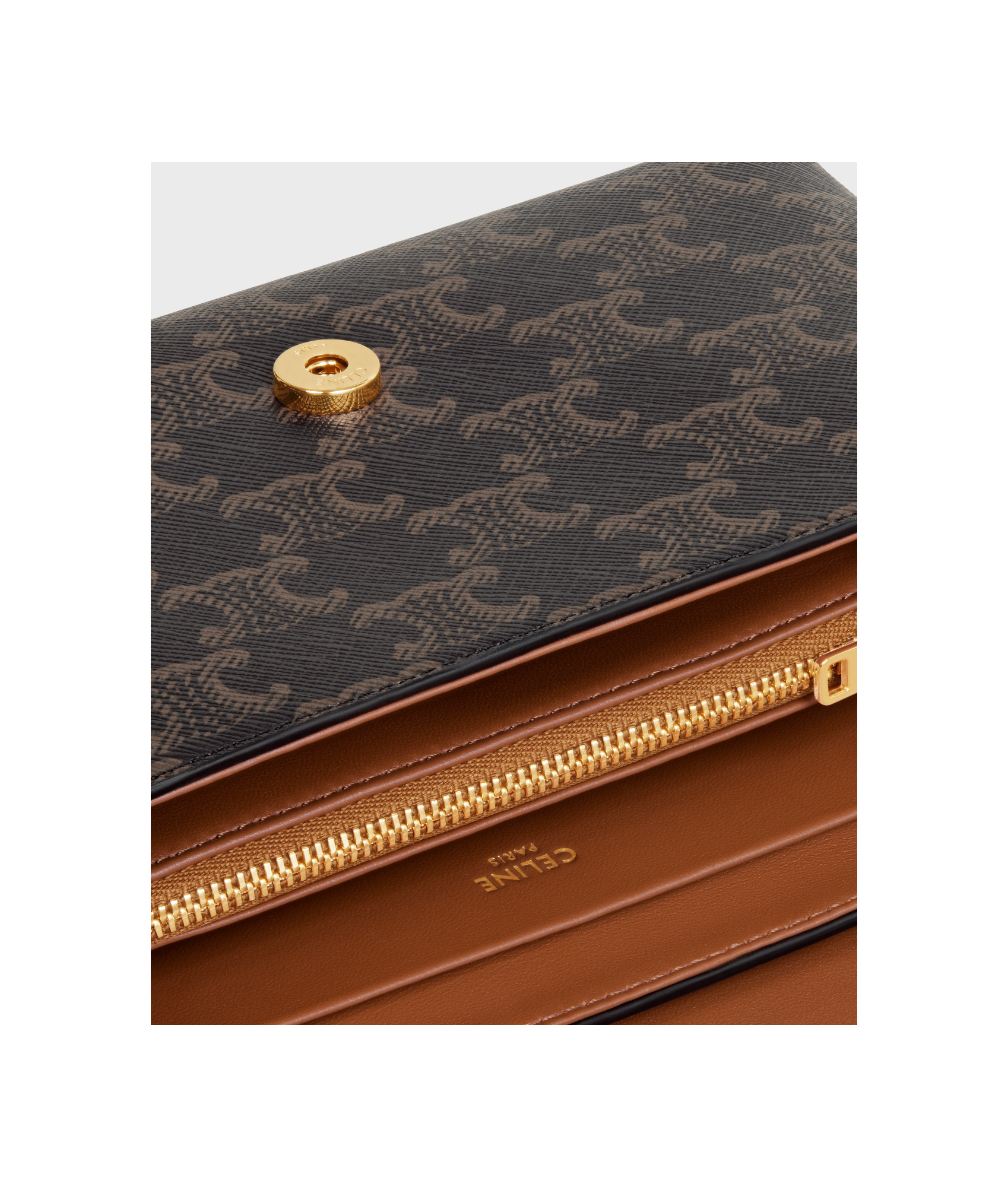 Celine Medium Tilly Bag In Triomphe Canvas And Calfskin In Brown
