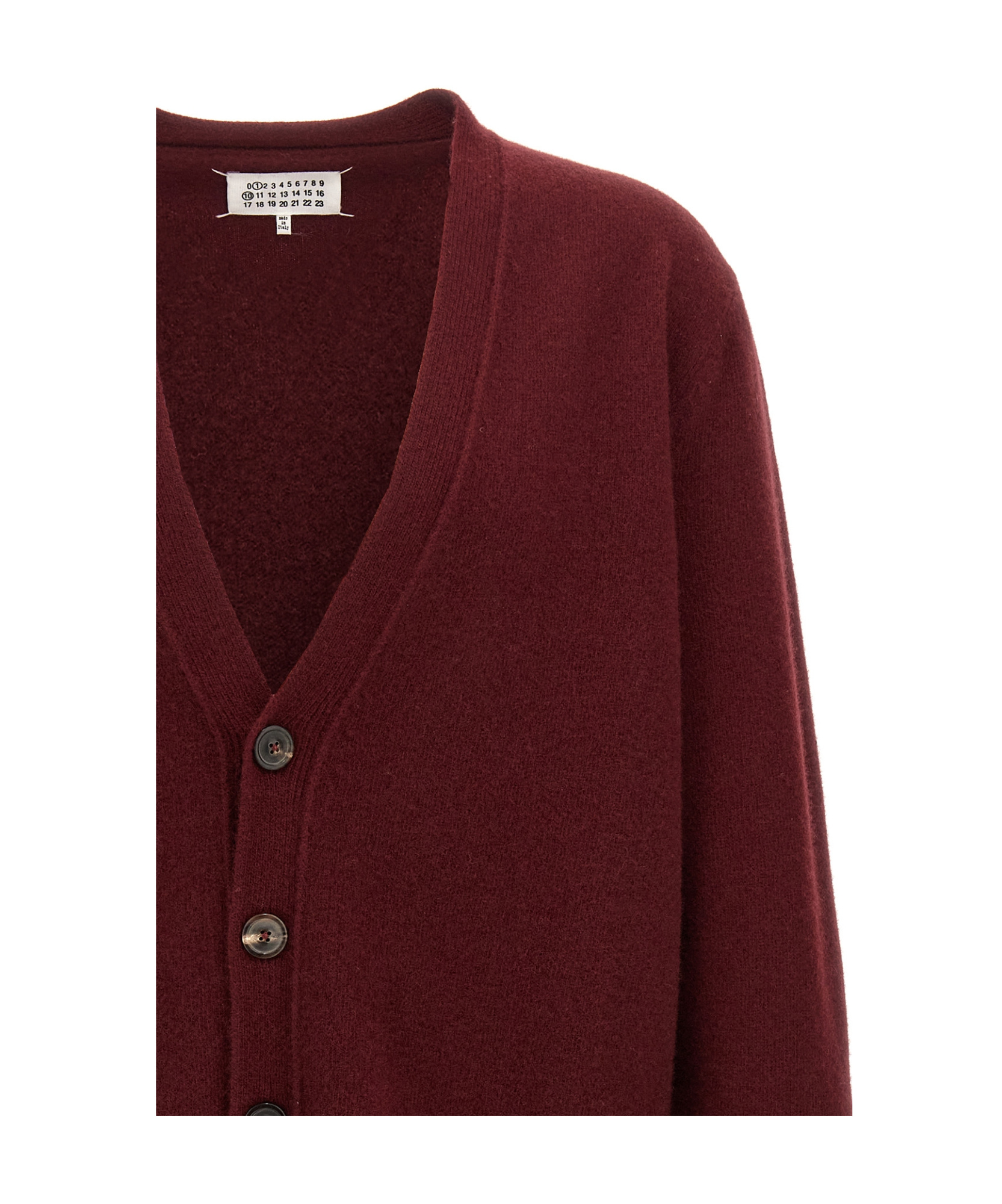 Maison Margiela Wool Cardigan With V-neck And Back Detail In Brown