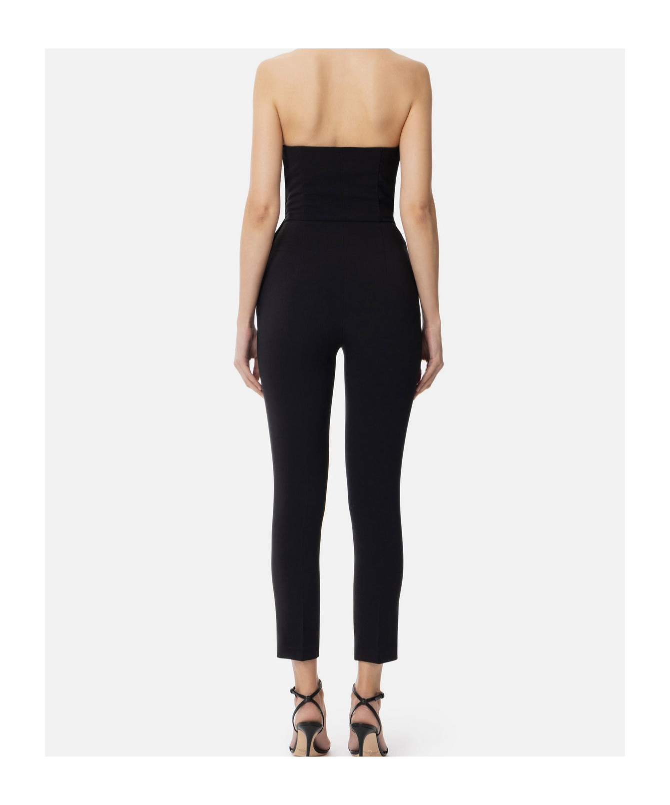 Elisabetta Franchi Strapless Jumpsuit With Waist Belt In Black