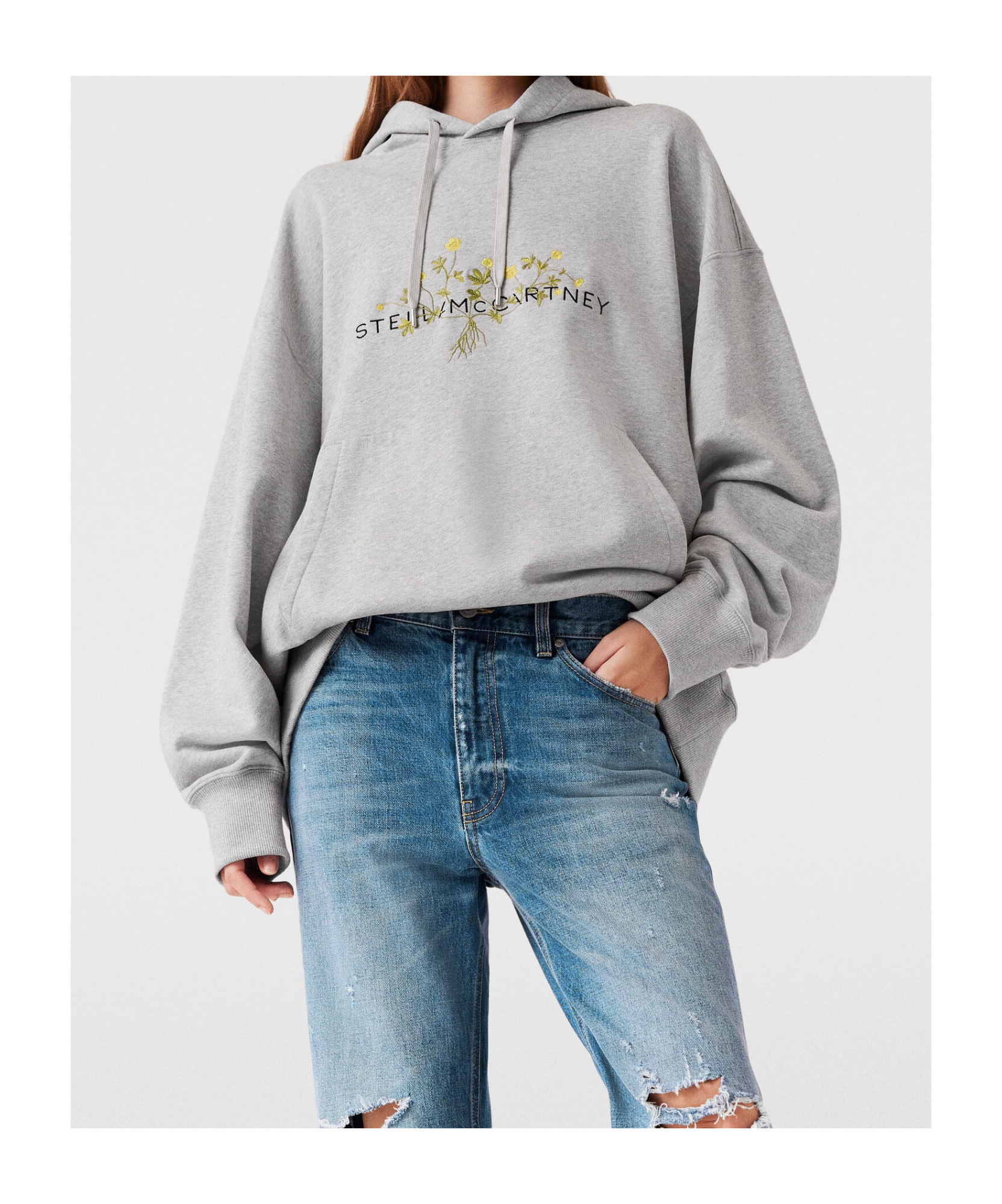 Shop Stella Mccartney Floral Embroidered Logo Hoodie In White