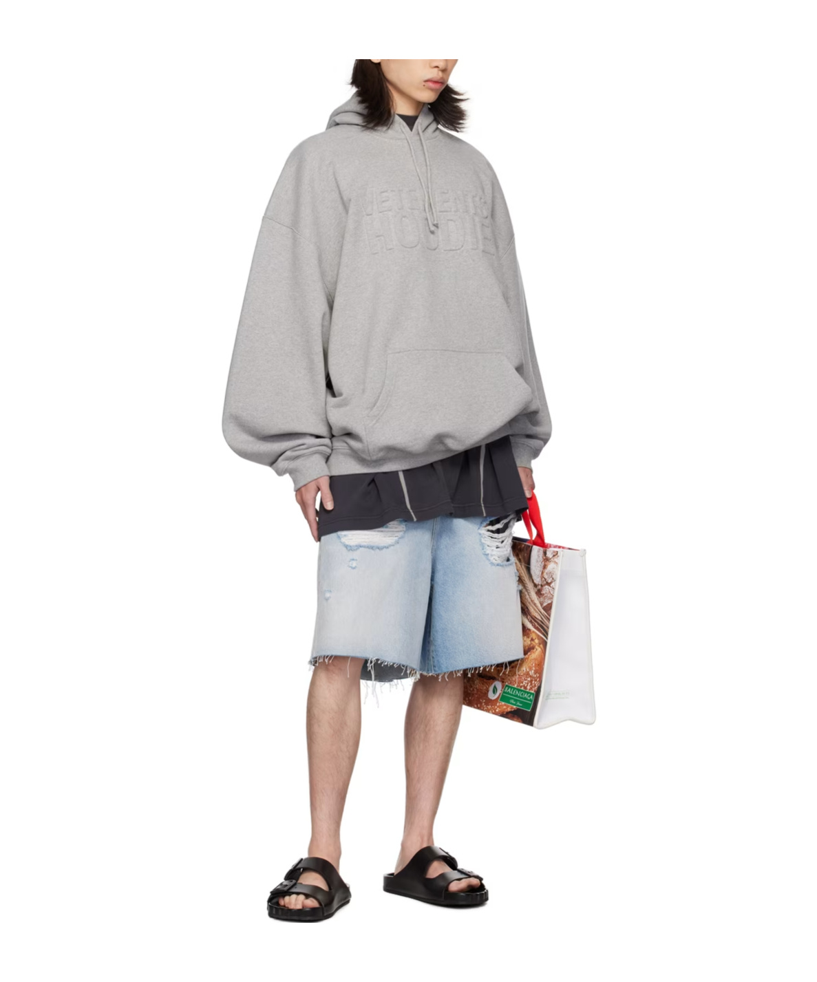 Vetements Gray Illusion Logo Hoodie In Gray
