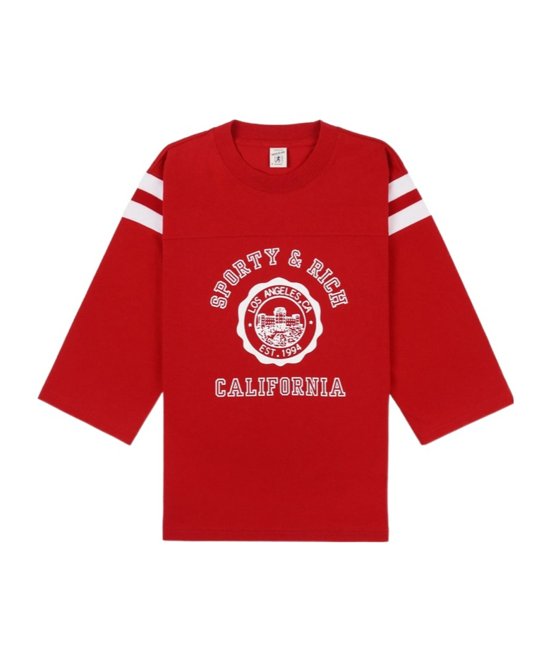 Sporty And Rich Patterned Crew Neck T-shirt In Red