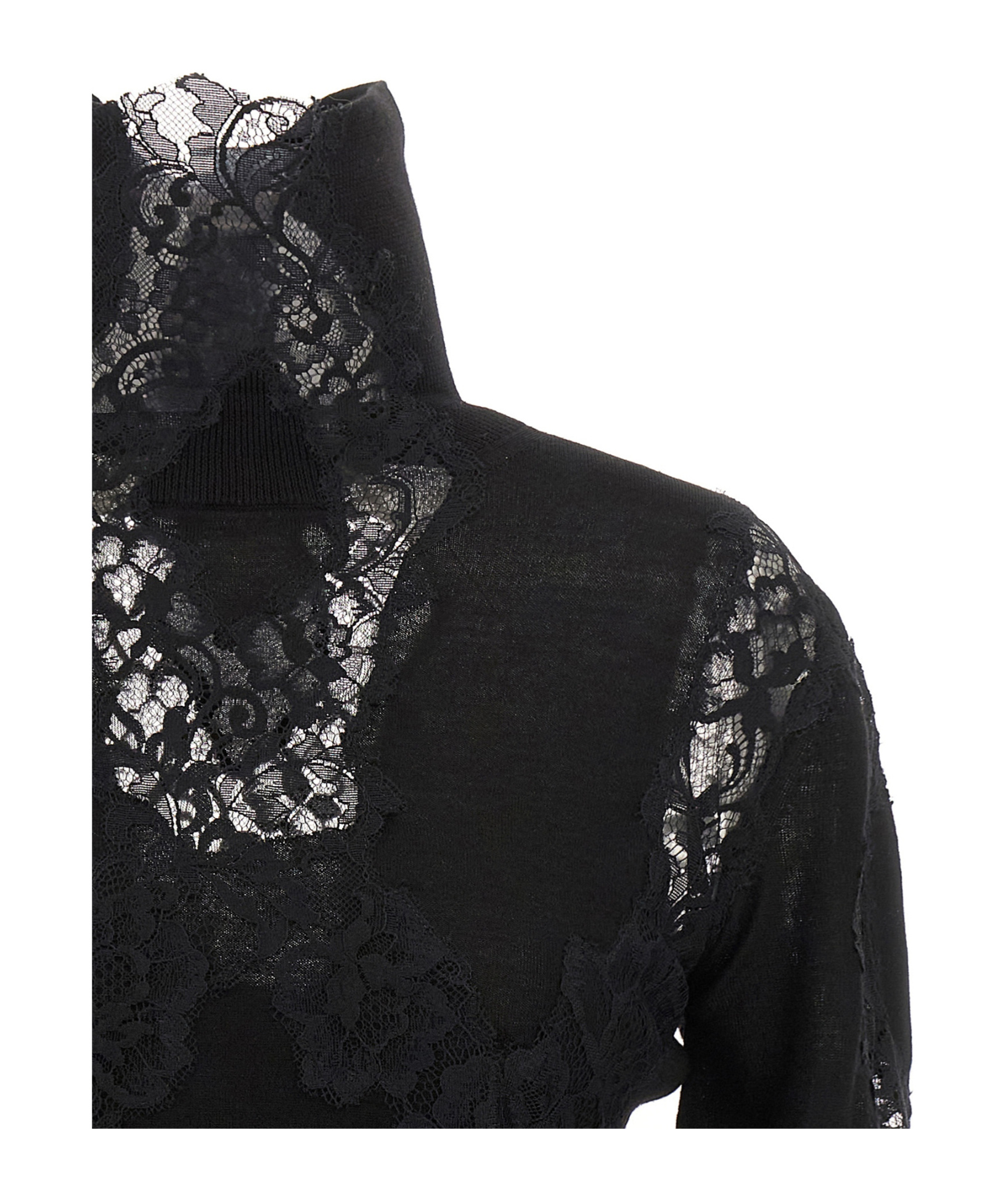 Ermanno Scervino Lace Insert Sweater Sweaters And Cardigans Black In Black
