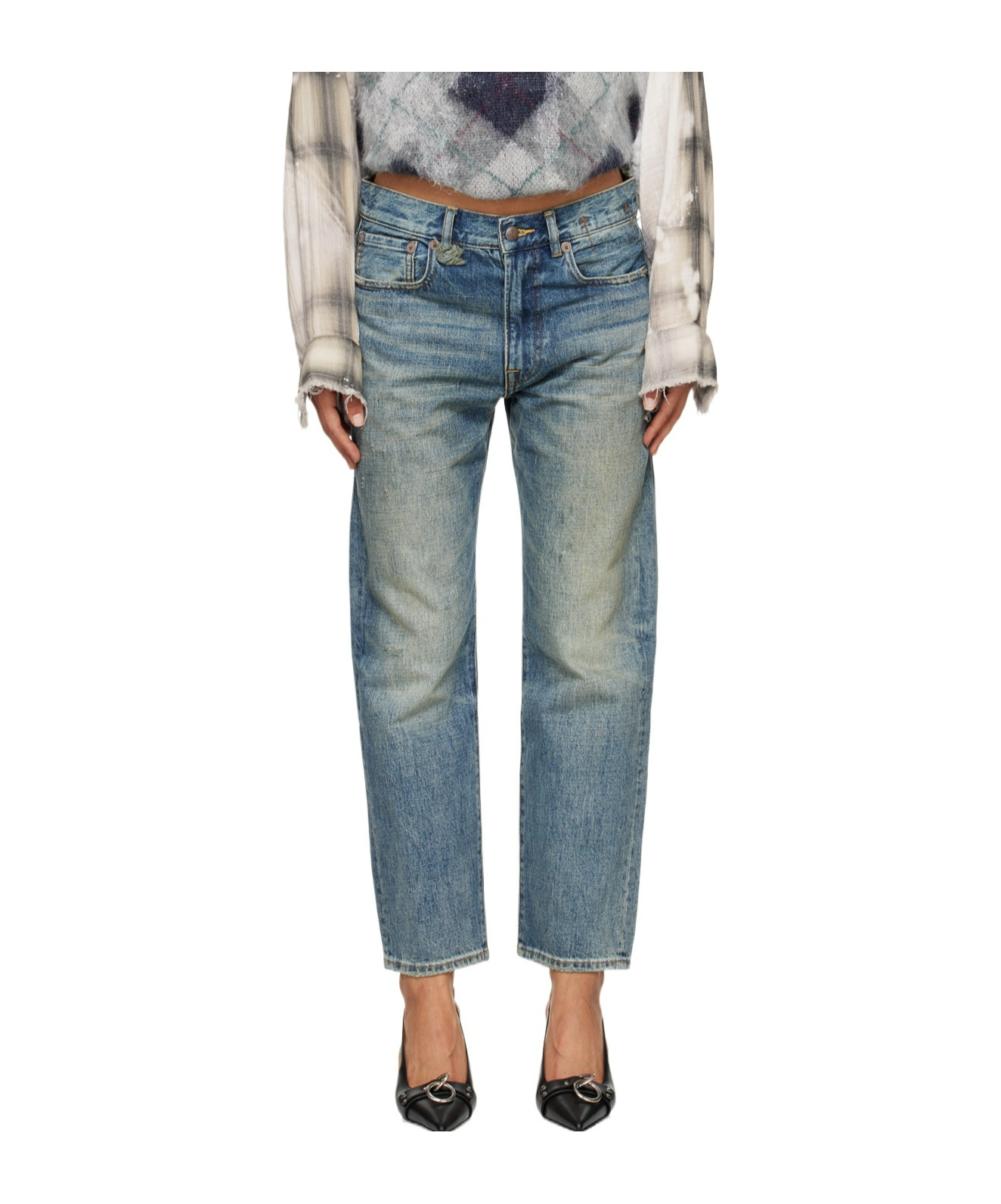 R13 Cropped Wide-leg Jeans In Gray