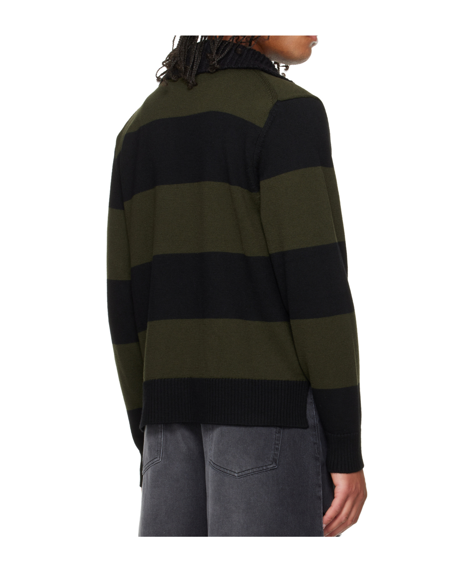 Simone Rocha Striped Embellished-collar Polo Shirt In Multi
