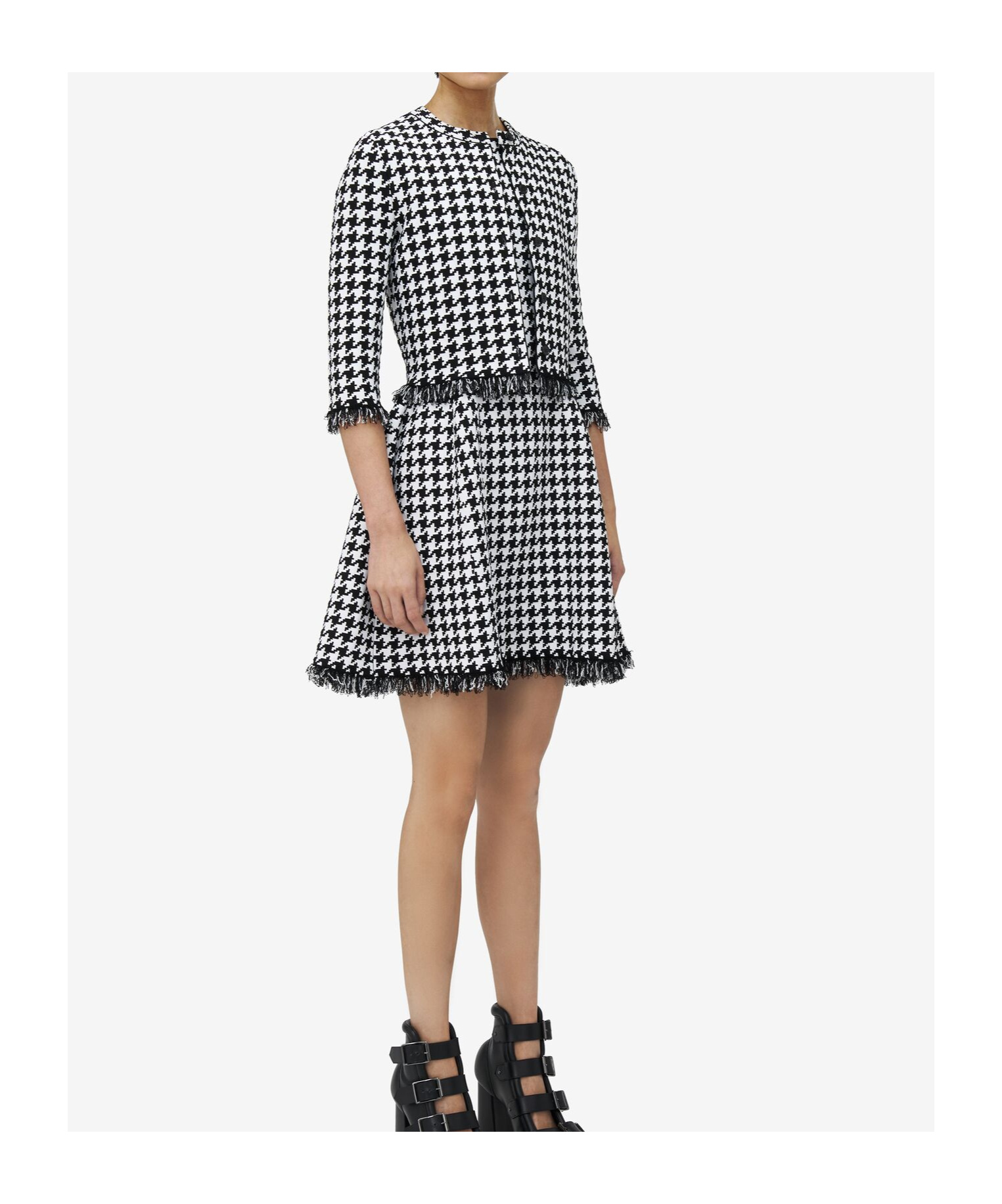 Alexander Mcqueen Houndstooth Polo Top In Black