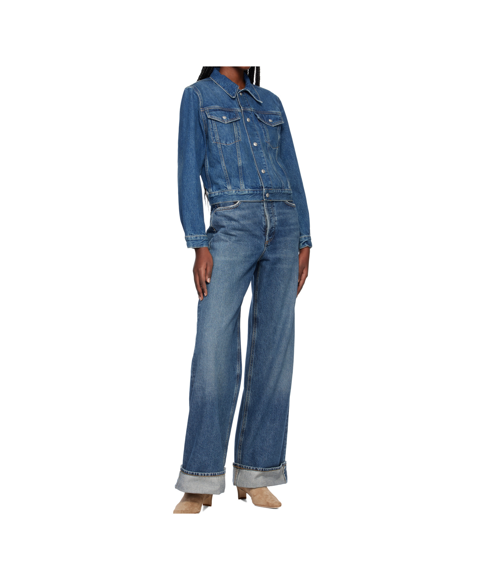 Re/done Baby Trucker Denim Jacket In Blue