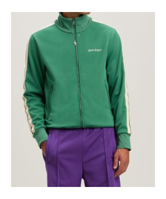 Shop Palm Angels Logo Embroidered Track Jacket In Green