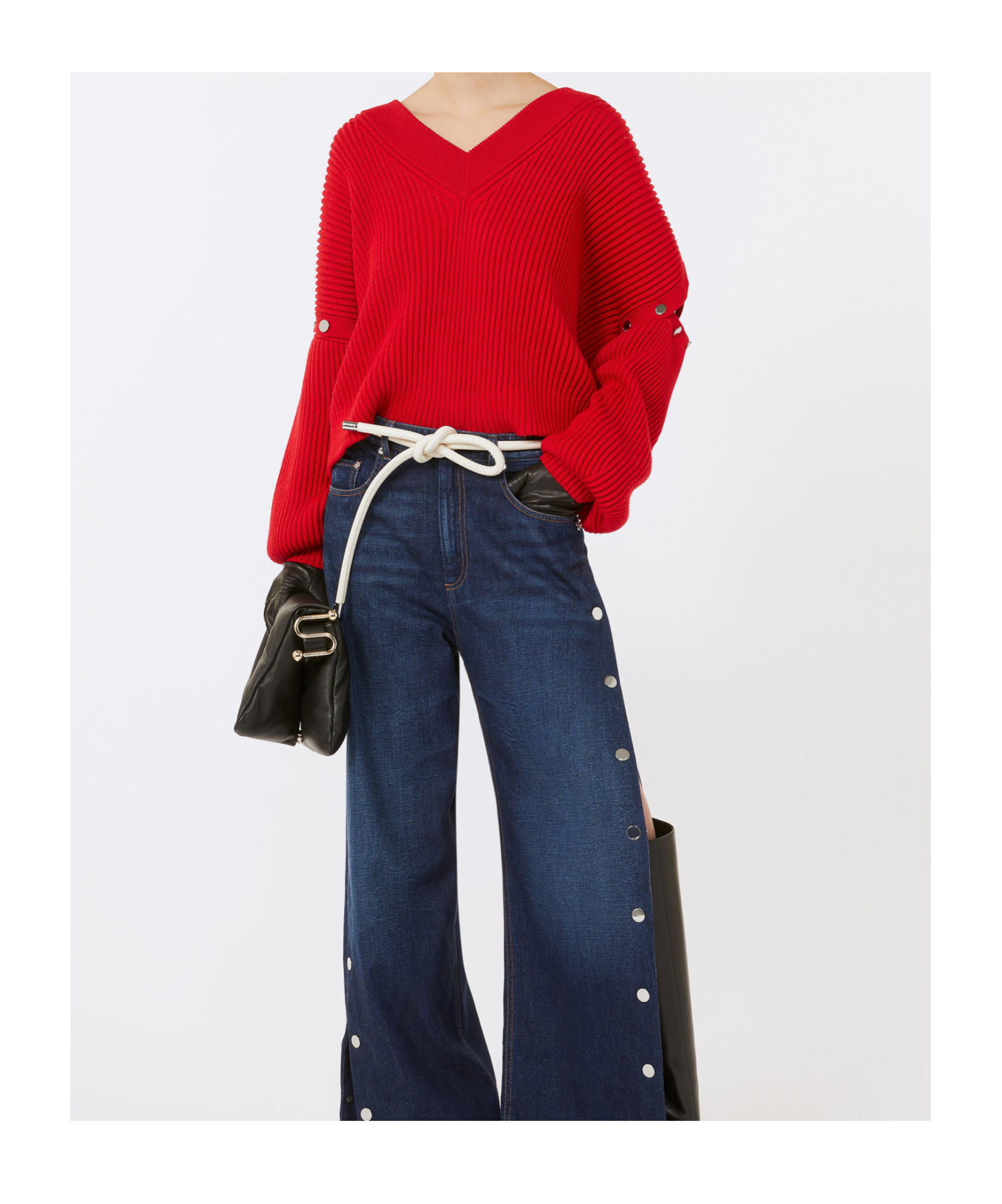 Sportmax Oversized Sweater With Detachable Sleeves In Red