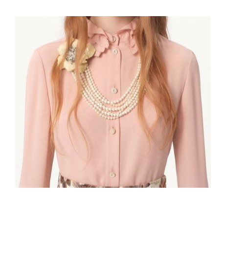 Valentino Chemisier En Georgette Femme Rose Mist 40 In Pink