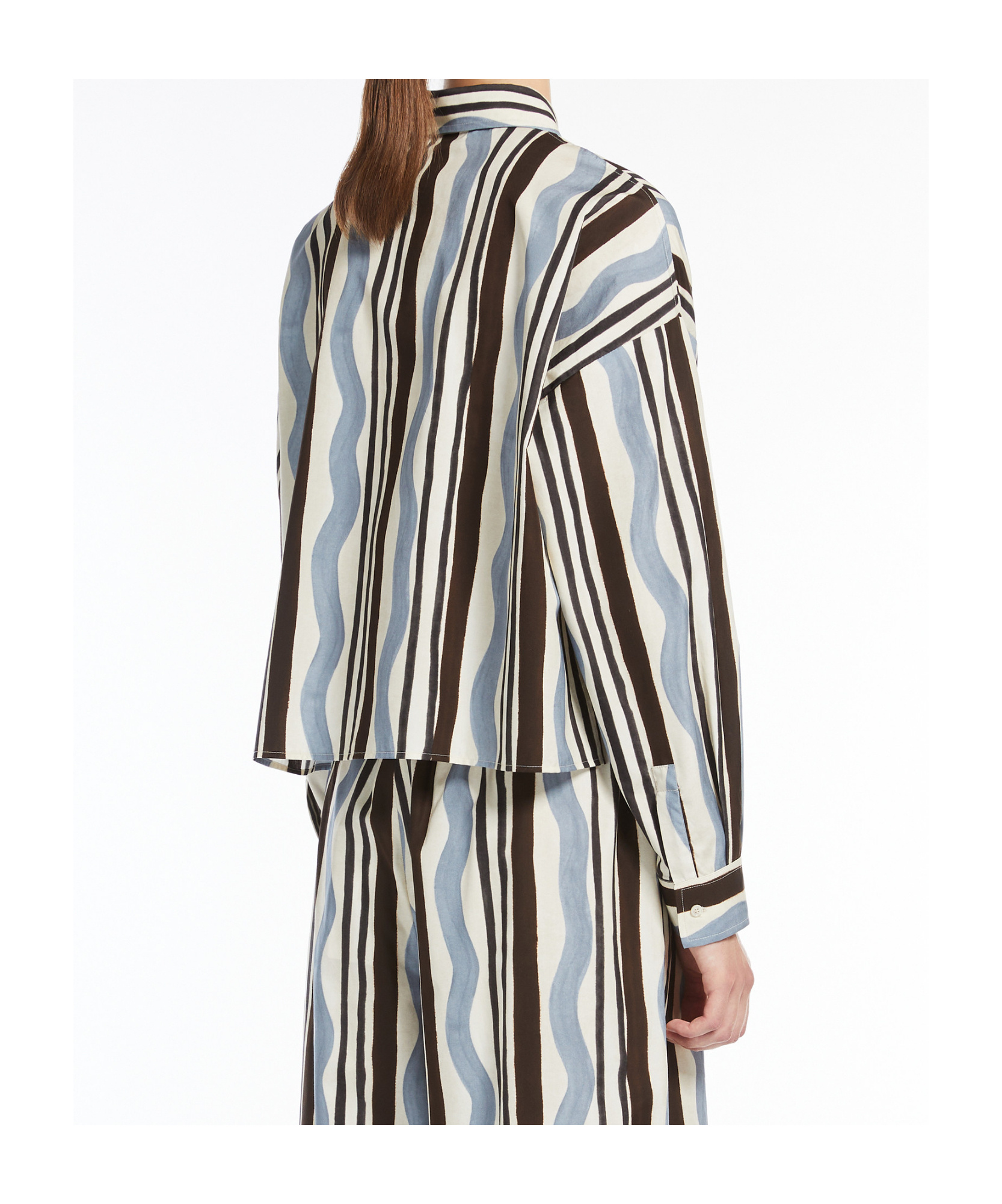 Weekend Max Mara Ragtime Shirt In Cotton With Stripes And Waves In Multicolor