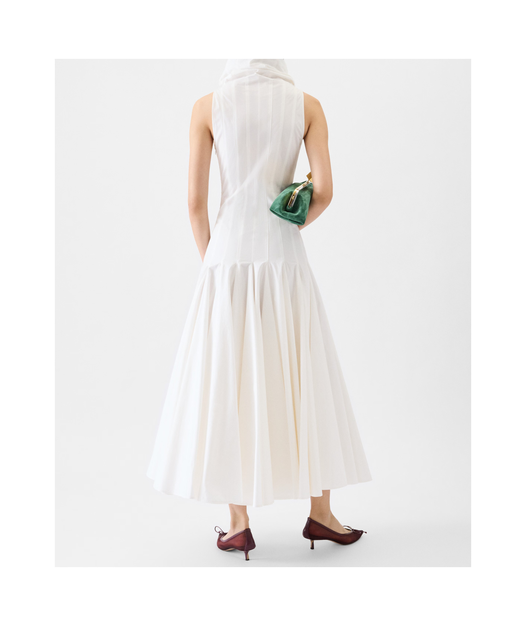 Jacquemus Midi Dress With Flared Skirt And High Neck In White