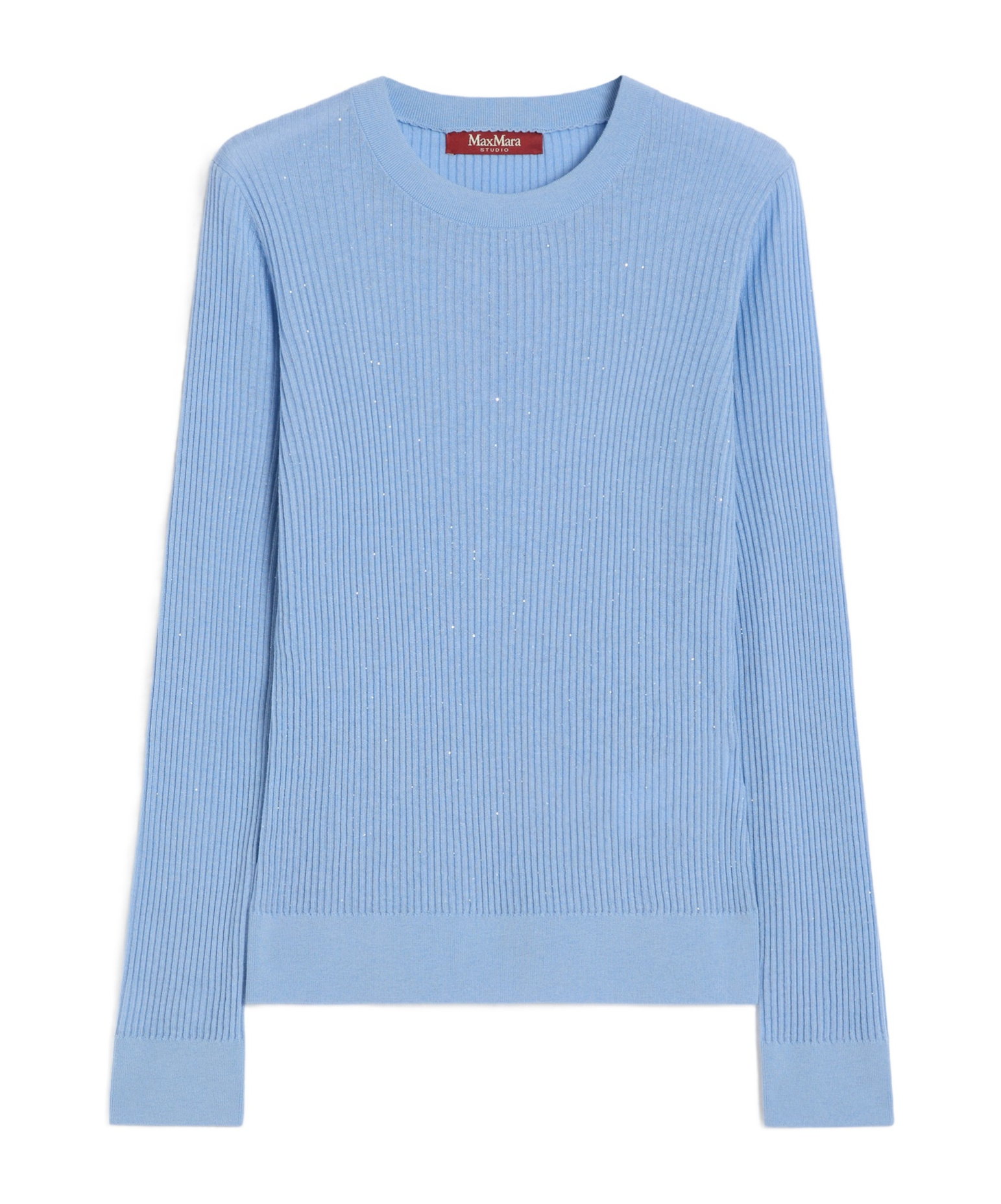 Max Mara Studio Crewneck Ribbed Jumper In Blue